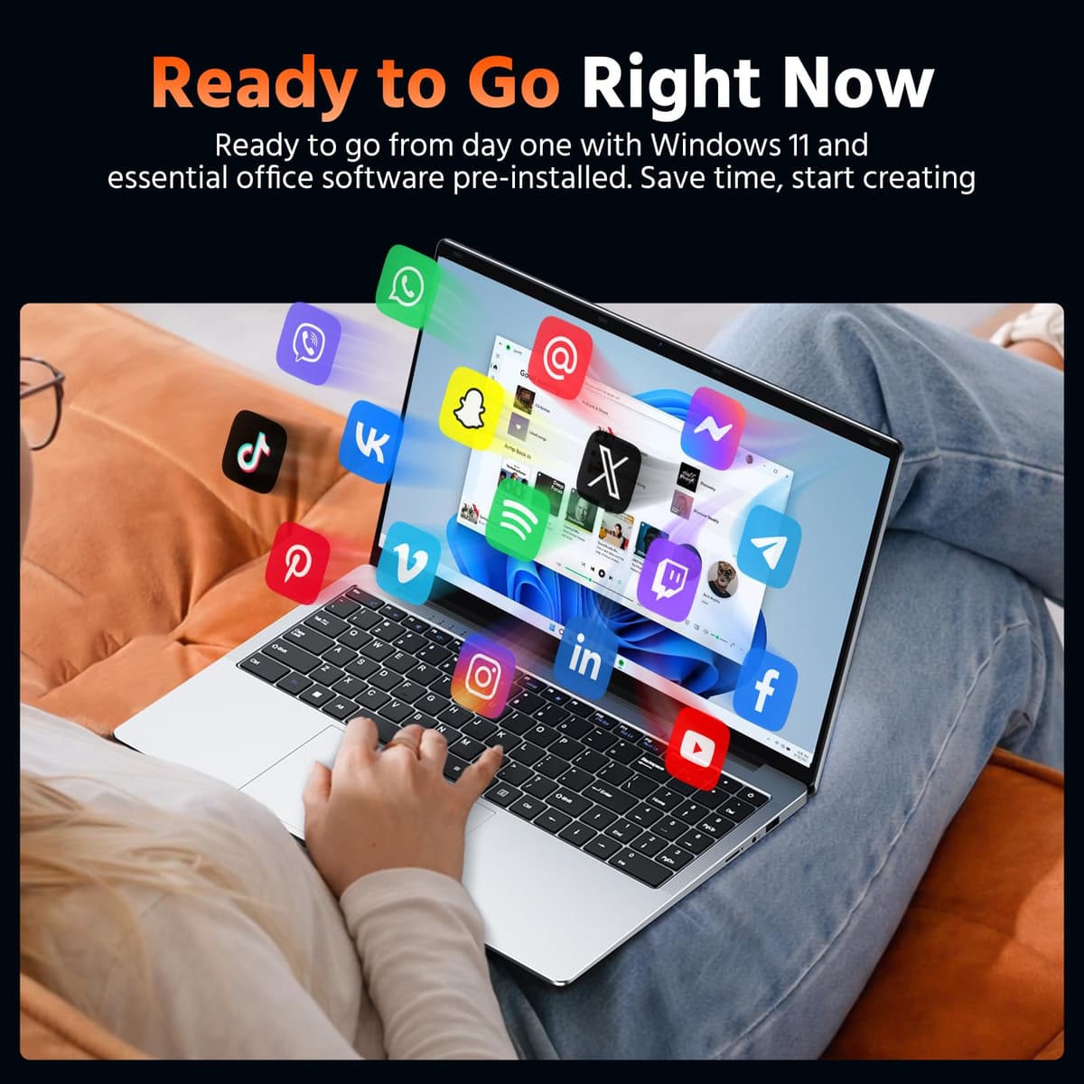 15.6" Laptop Computer, 8GB RAM 256GB SSD Celeron N4000(up to 2.6GHz) Laptop Win 11 Office Suite FHD IPS sRGB Notebook 2.4G&5G WiFi BT 4.2 HDMI USB 3.0 5000mAh Battery for Home Student Business — view 9