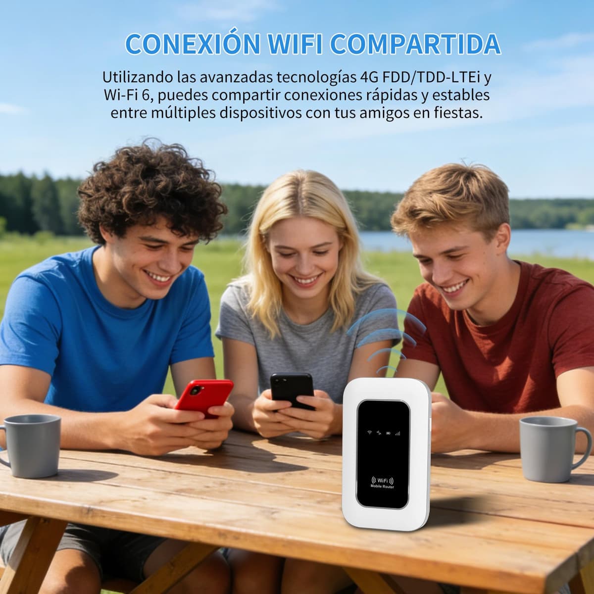 WiFi portatil,Router 4G,Router portátil WiFi de Alta Velocidad Hotspot Mini Router móvil,WiFi portatil Tarjeta sim-Batería de 2100 mAh-Conecta hasta 10 Dispositivos — view 5