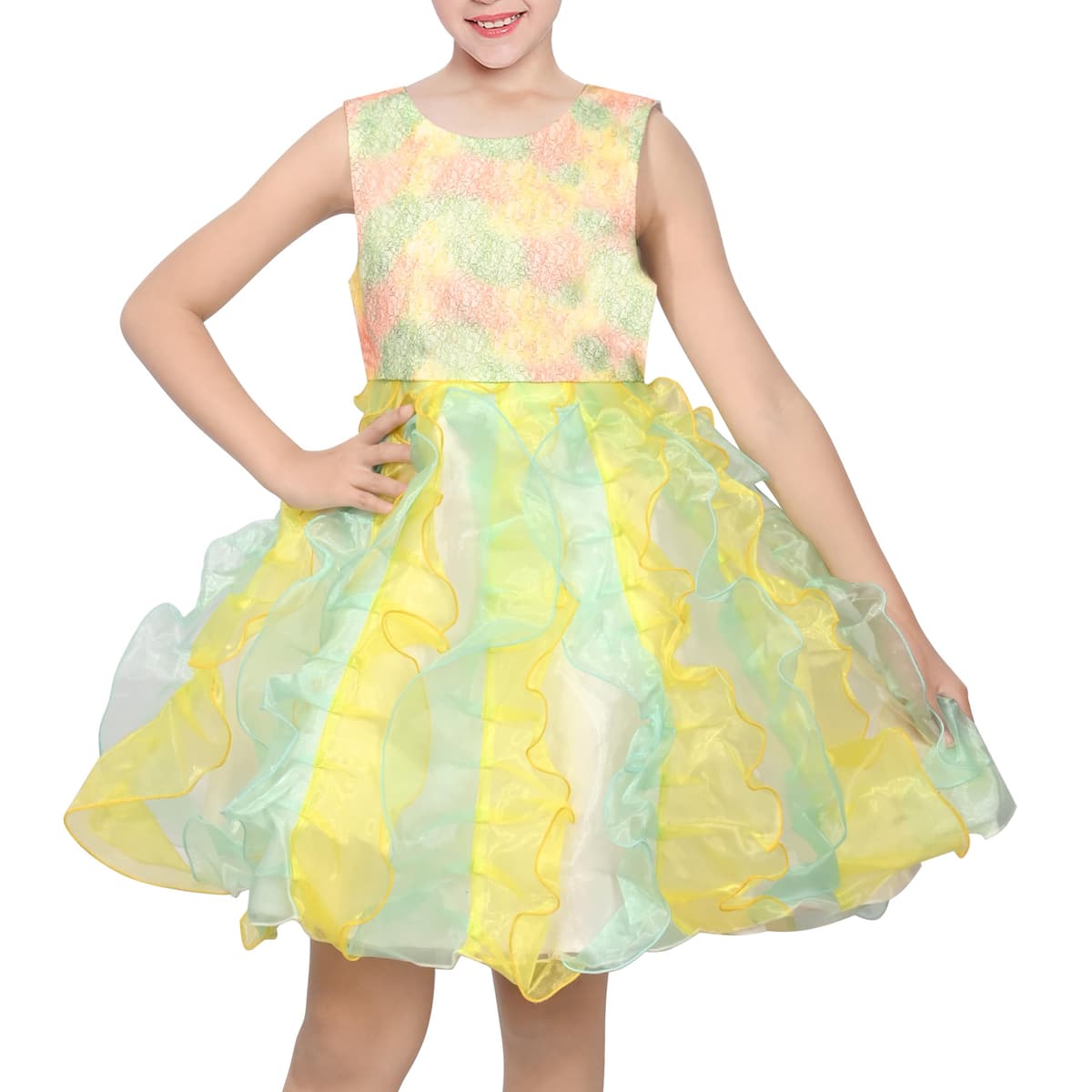 Sunny Fashion Flower Girls Dress Blue Belted Wedding Party Bridesmaid Size 4-12 — view 7