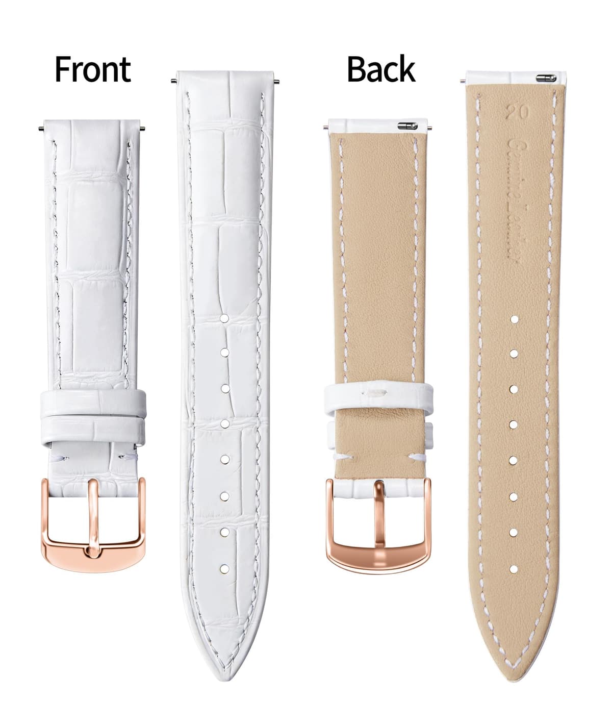 BINLUN Quick Release Leather Watch Straps Replacement Watch Bands Smart Watch Strap Crocodile Pattern in 10 Colors 13 Sizes with Silver/Gold/Rose-Gold Buckle for Men Women(10mm-24mm) — view 8