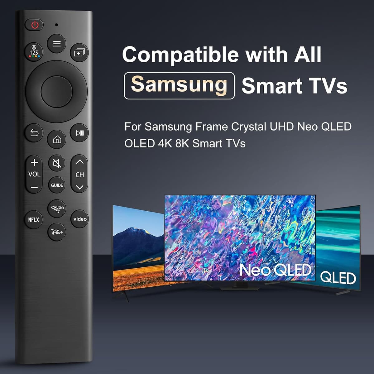 (Pack of 2) Universal Remote Controls for All Samsung TV LED QLED UHD SUHD HDR LCD Frame Curved Solar HDTV 4K 8K 3D Smart TVs, with Shortcut Buttons for NeIflix Updated Version for Samsung TVs — view 2