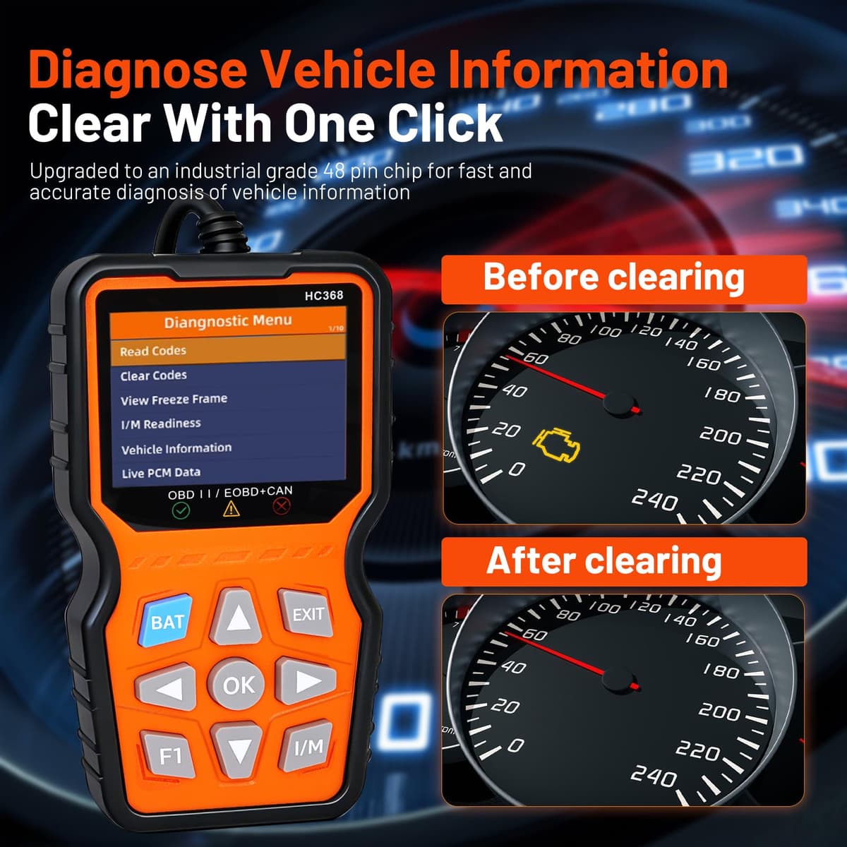 OBD2 Diagnosis Coche,Scanner OBD2,Diagnosis Coche Multimarca en Español,Maquina de Diagnosis para Coche,Lector de Código,Compatible BMW Mercedes Audi Vehículos OBDII (HC368) — view 4