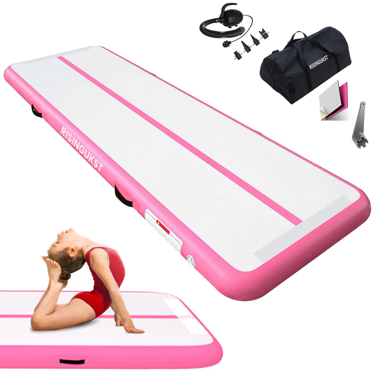 Air Met Track - Colchoneta de gimnasia artística 2m/3m/4m/5m/6m Colchoneta inflable para gimnasia 10/15/20cm deportiva con bomba para ejercicio/yoga/gimnasio