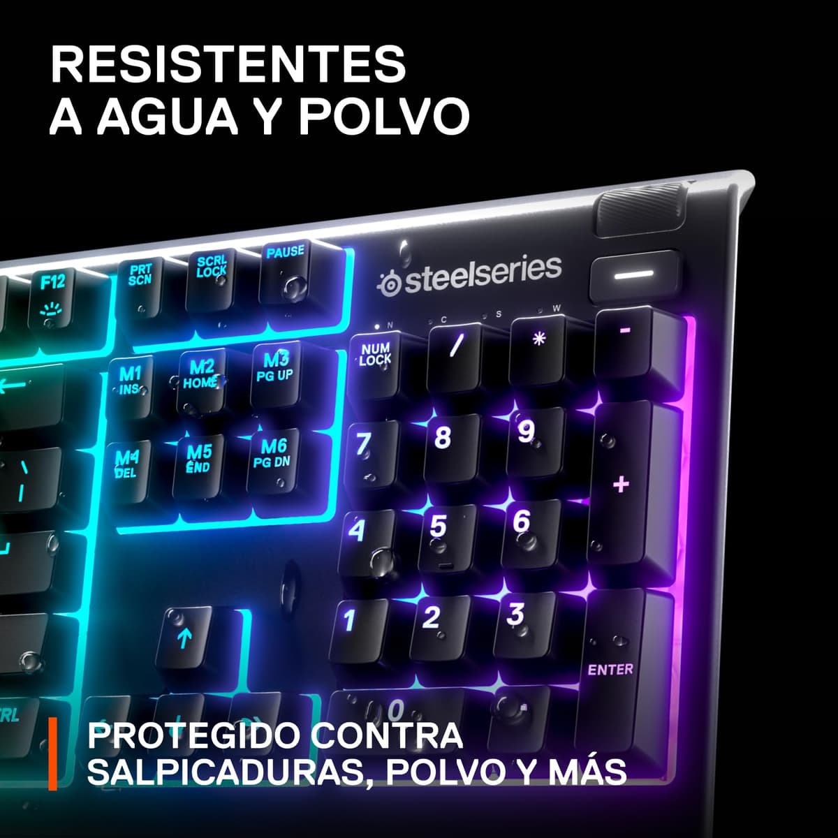 SteelSeries Apex 3 - Teclado Gaming - Iluminación RGB de 10 zonas - Resistencia al agua IP32 - Reposamuñecas magnético superior - Teclado QWERTY Español — view 5