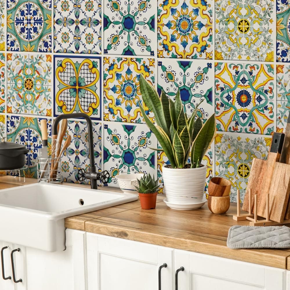 RE-COVERTILES - Pegatinas Azulejos Cocina y Baño Stickers de PVC Impermeables Antiarañazos Decoración de Pared Baldosas Peel and Stick - Modelo 24 Pzas 10x10 cm PS00179 Made in Italy — view 38