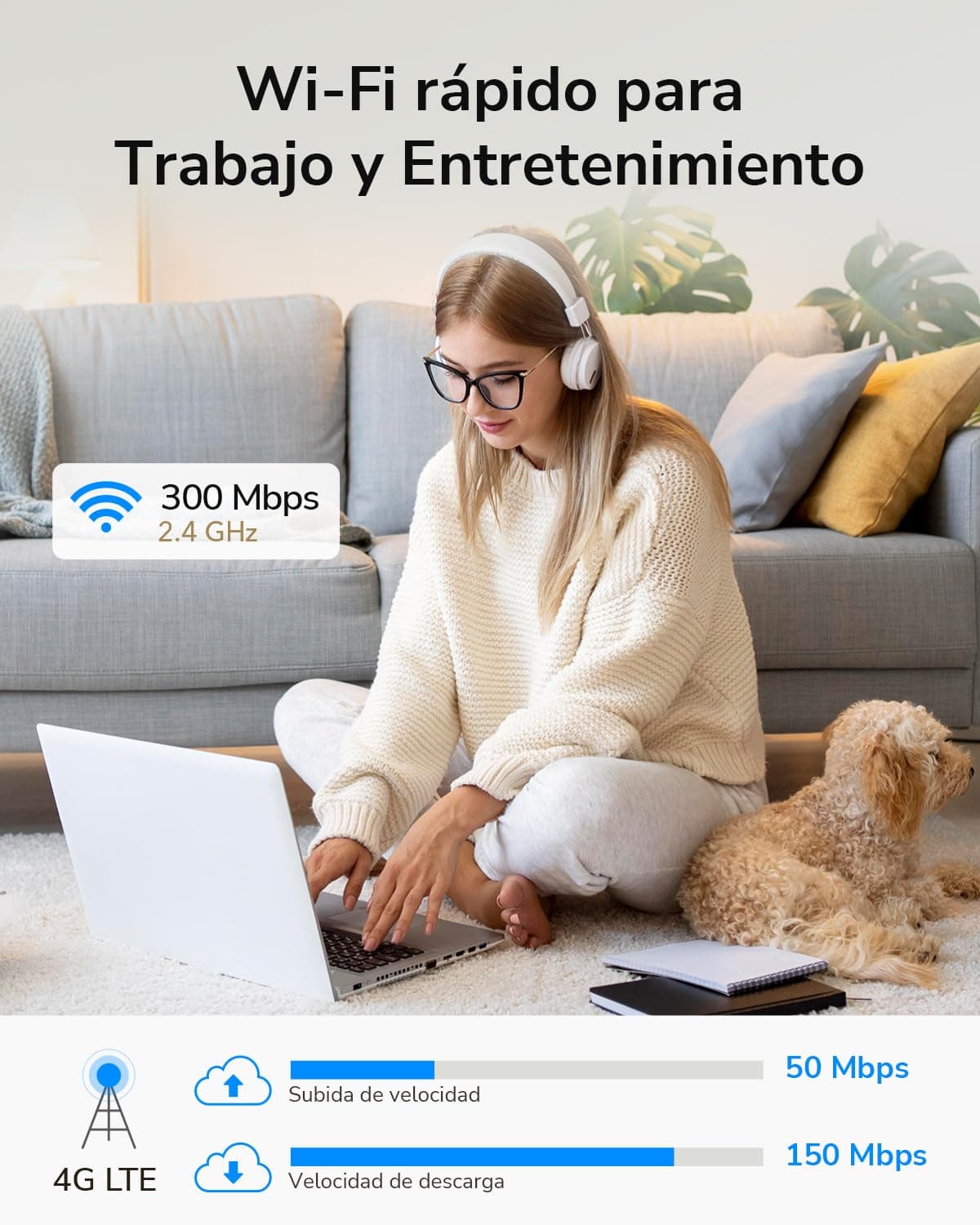 Cudy Nuevo LT300 Router 4G SIM LTE WiFi 300Mbps, Router con Tarjeta SIM, Compatible con Todos los operadores, 2×2 MIMO, Sin Necesidad de Configuración, OpenVPN, WireGuard — view 3