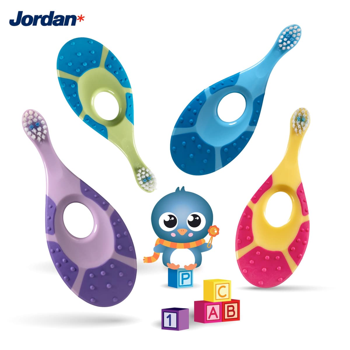 Jordan ® | Step 1 | Cepillo de dientes para bebé 0-2 años | Original con cerdas extra suaves, anillo de mordida suave para encías y fácil agarre | Pack 2 Unidades | Multicolor — view 7