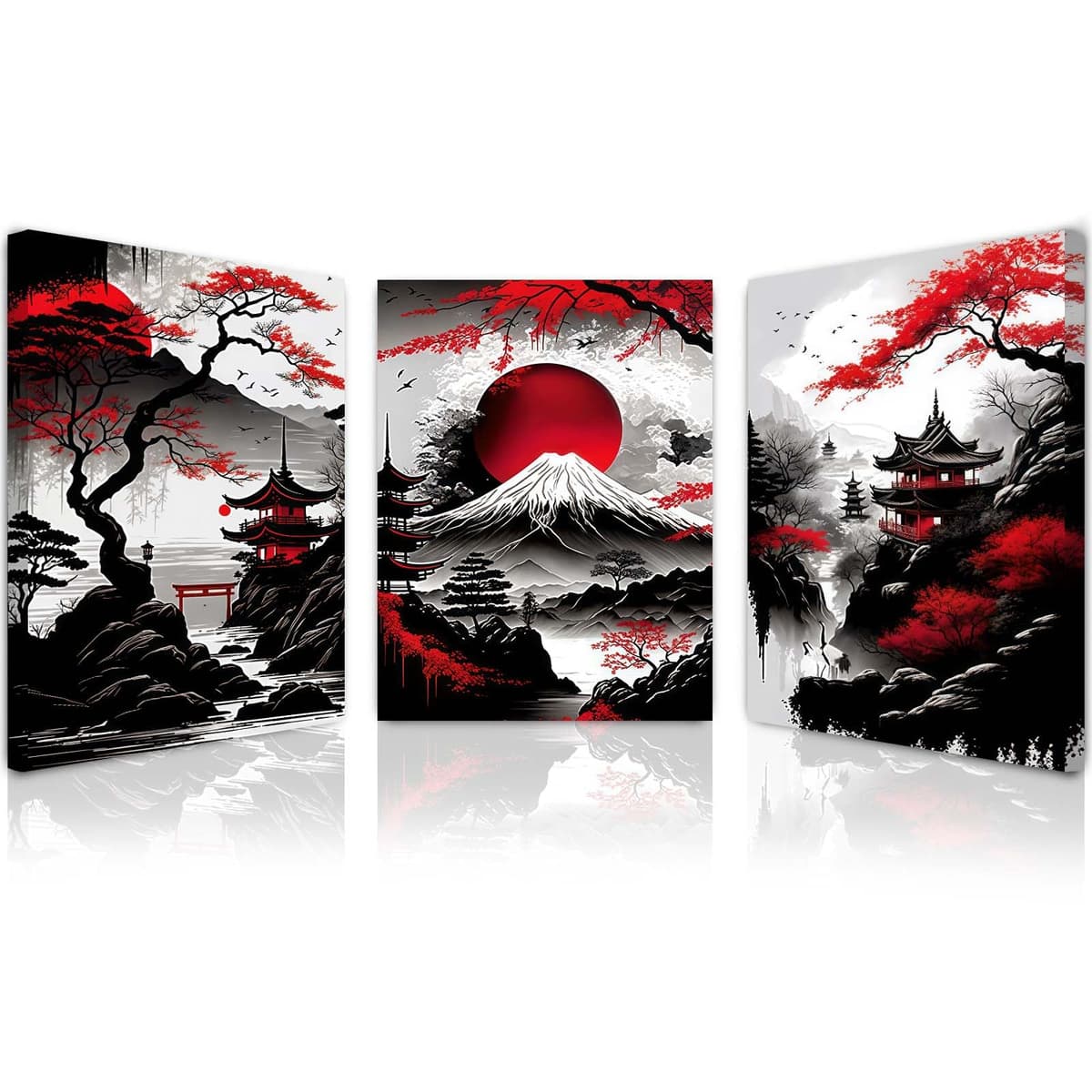 Qiukoo Set of 3 Modern Canvas Wall Art Framed Abstract Prints Waterproof Fabric with Hooks Wall Decoration Artwork Prints for Living Room Bedroom Pictures 12x16 Inch — view 10