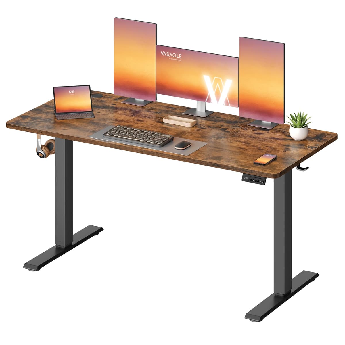 VASAGLE Escritorio Eléctrico Ajustable en Altura, Escritorio para Ordenador, Recordatorio de Sedentarismo, Función de Memoria con 4 Alturas, para Oficina, 140 x 60 cm, Blanco Nube LSD314WZ03 — view 8