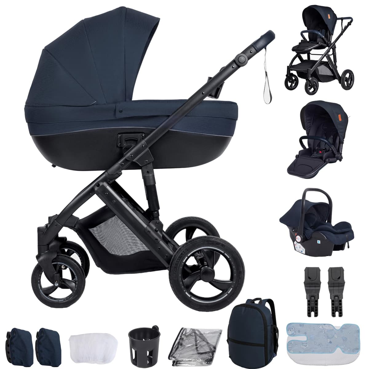 Travel System 3 in 1, from Newborn to Toddler, All-Terrain, One-Hand Fold, High-seat Baby Stroller, Convertible Pram