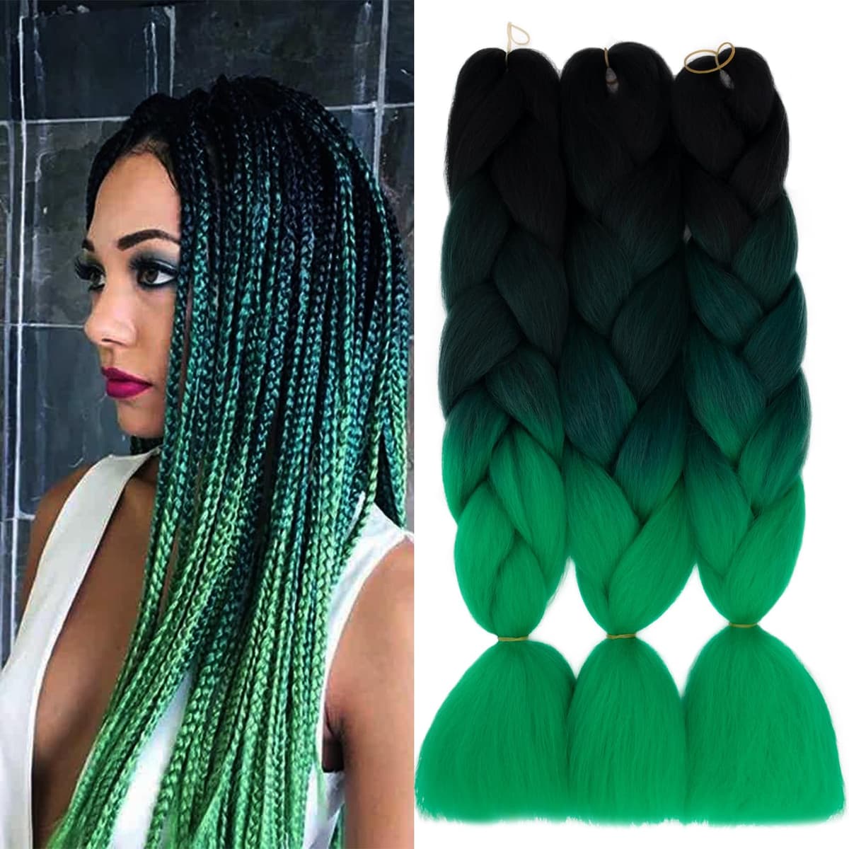 24" Braiding Hair Extension Jumbo Braids Synthetic 3bundles/pack Crochet Hair Afro Box Braid Heat Resistent (Dark Purple) — view 141