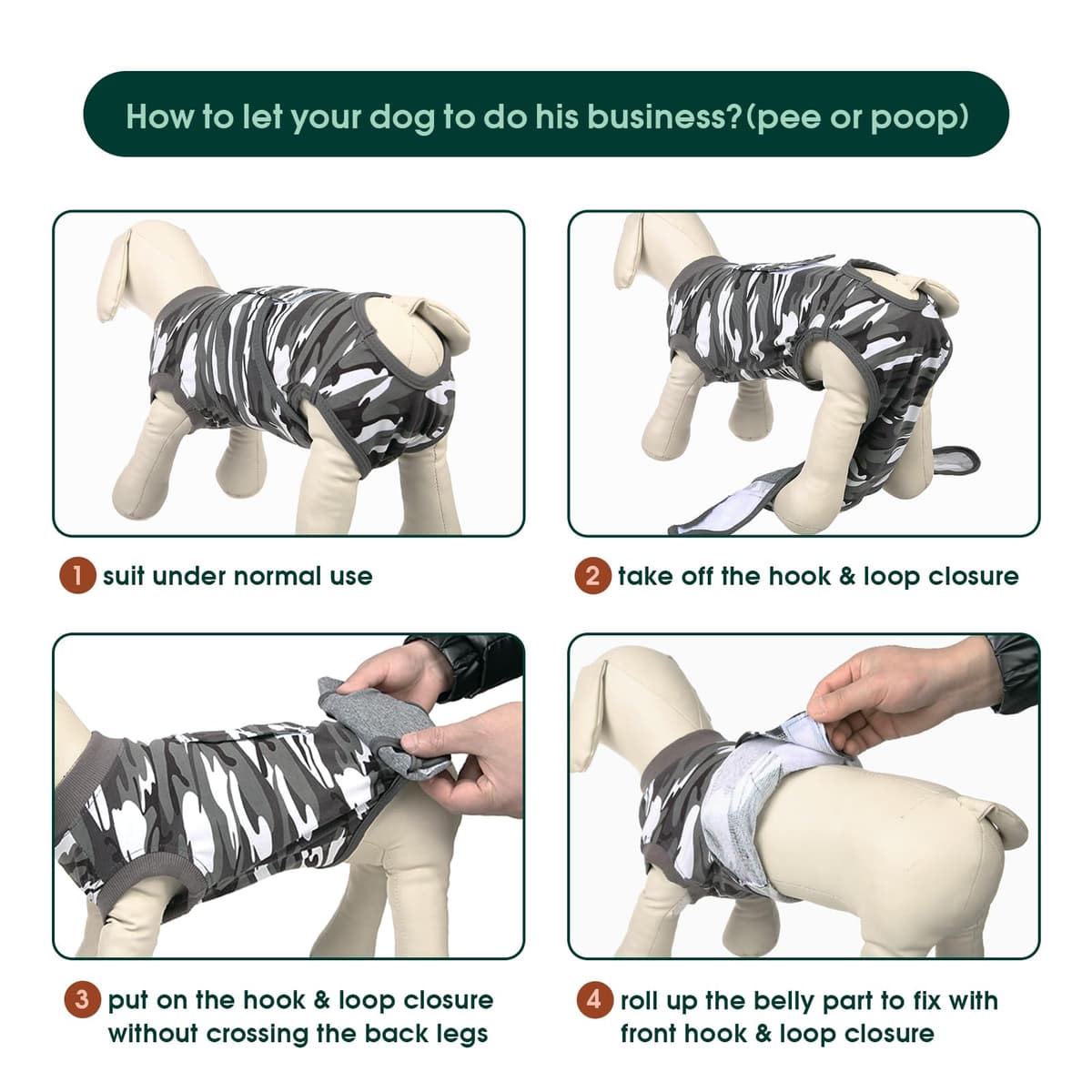 Kuoser Traje de Recuperación Quirúrgica para Perro, Chaleco para Después de la Cirugía de Camuflaje para Mascotas, Vendajes para Heridas Abdominales de Perros, Alternativa de Cuello Electrónico y Cono — view 4
