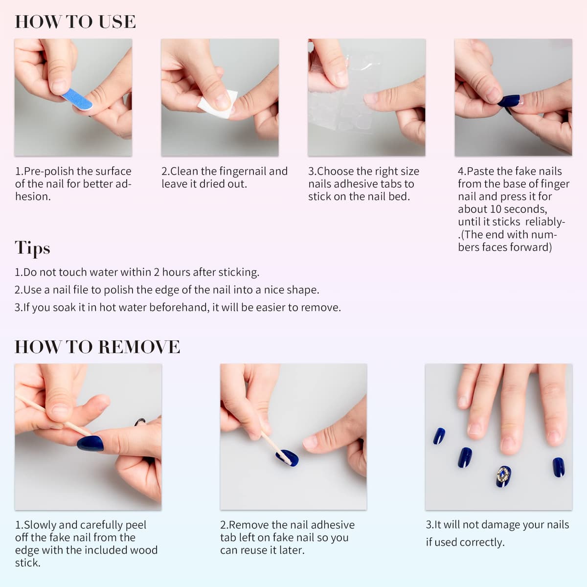 Sun&Beam Nails Handmade Press On Nail Long Coffin Ballerina Pink Flower Acrylic Fake Tip 3D Design Art Charms Cute with Storage Box 10 Pcs (S) — view 4