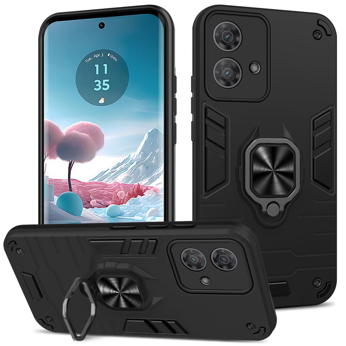 Funda para CMF Phone 2 Pro, Carcasa Antigolpes con Soporte anular metálico, Case Protectora de Grado Militar, Negro — view 359