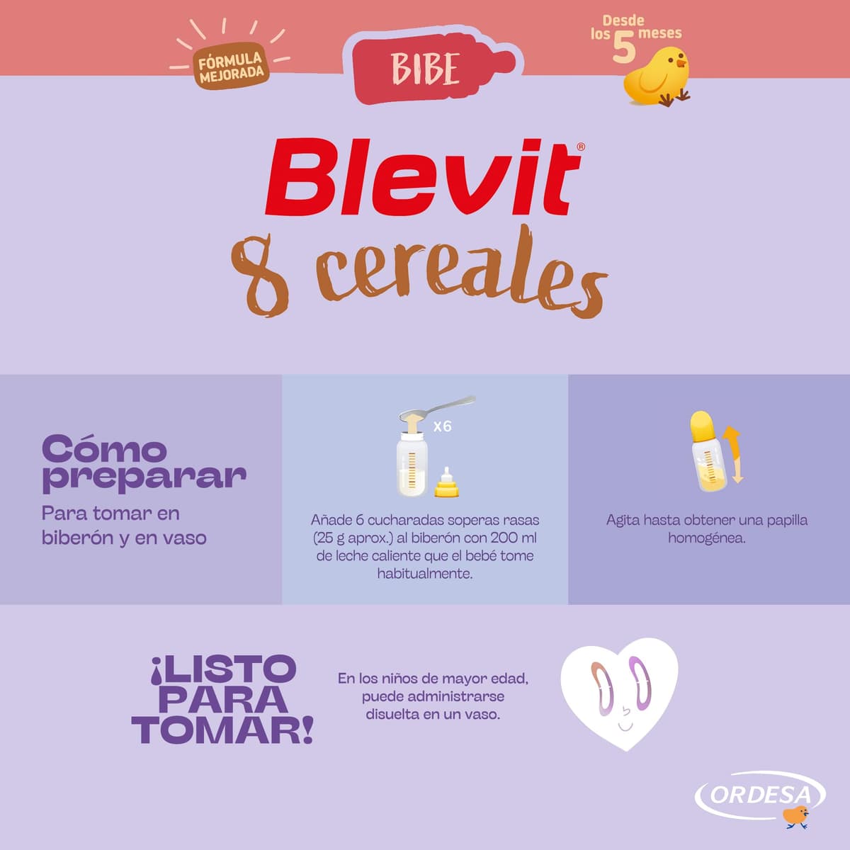 Blevit Bibe 8 Cereales | 500g | Papilla para Bebé desde los 5 Meses con 95% de Cereales - 14 Vitaminas y Minerales — view 5