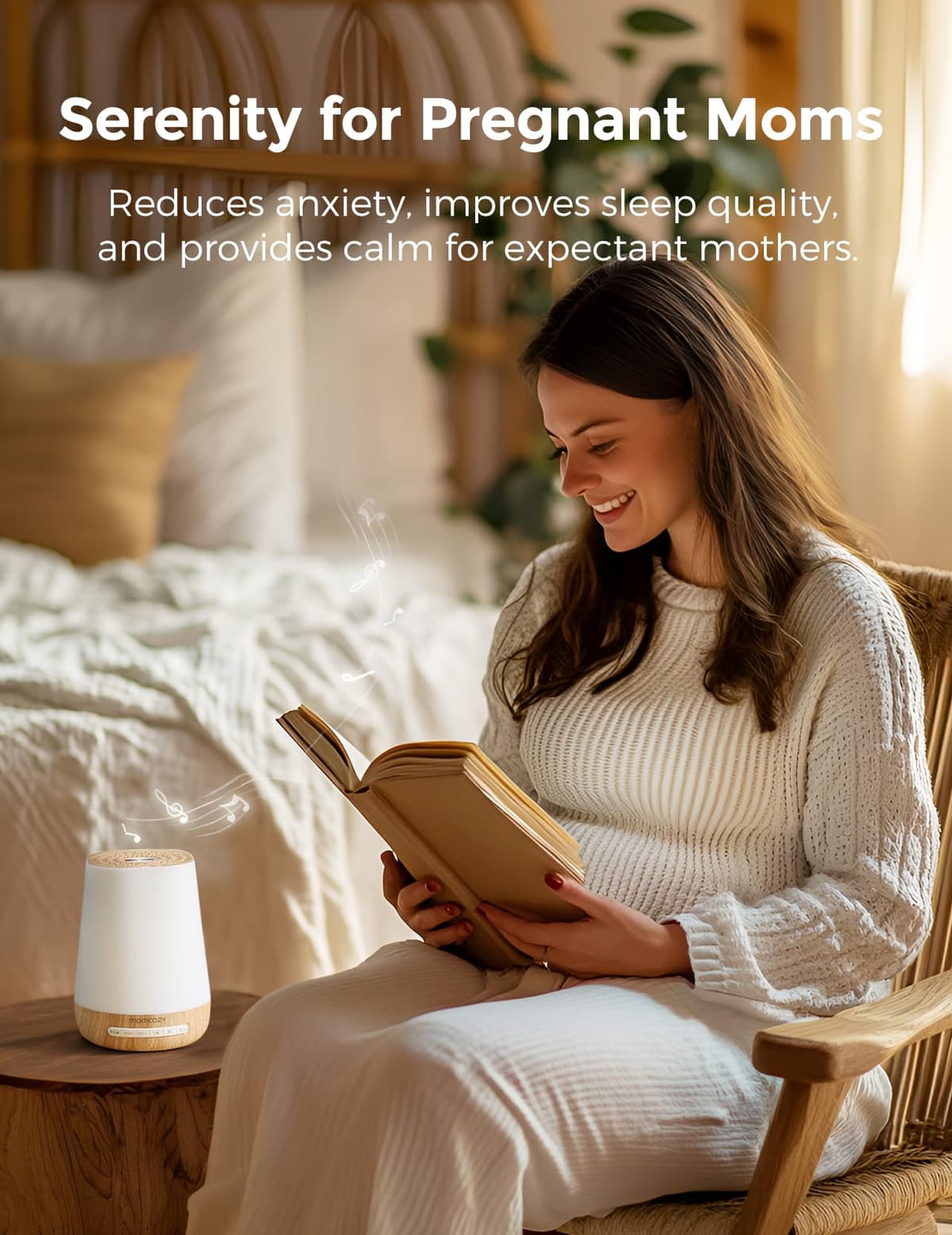 Baby Sound Machine, Momcozy White Noise Machine for Baby Sleeping with Night Light, Toddler Sleep Trainer with 34 Soothing Sounds, Timer, App Remote Control, Personal Sleep Routine(Wood Grain) — view 7