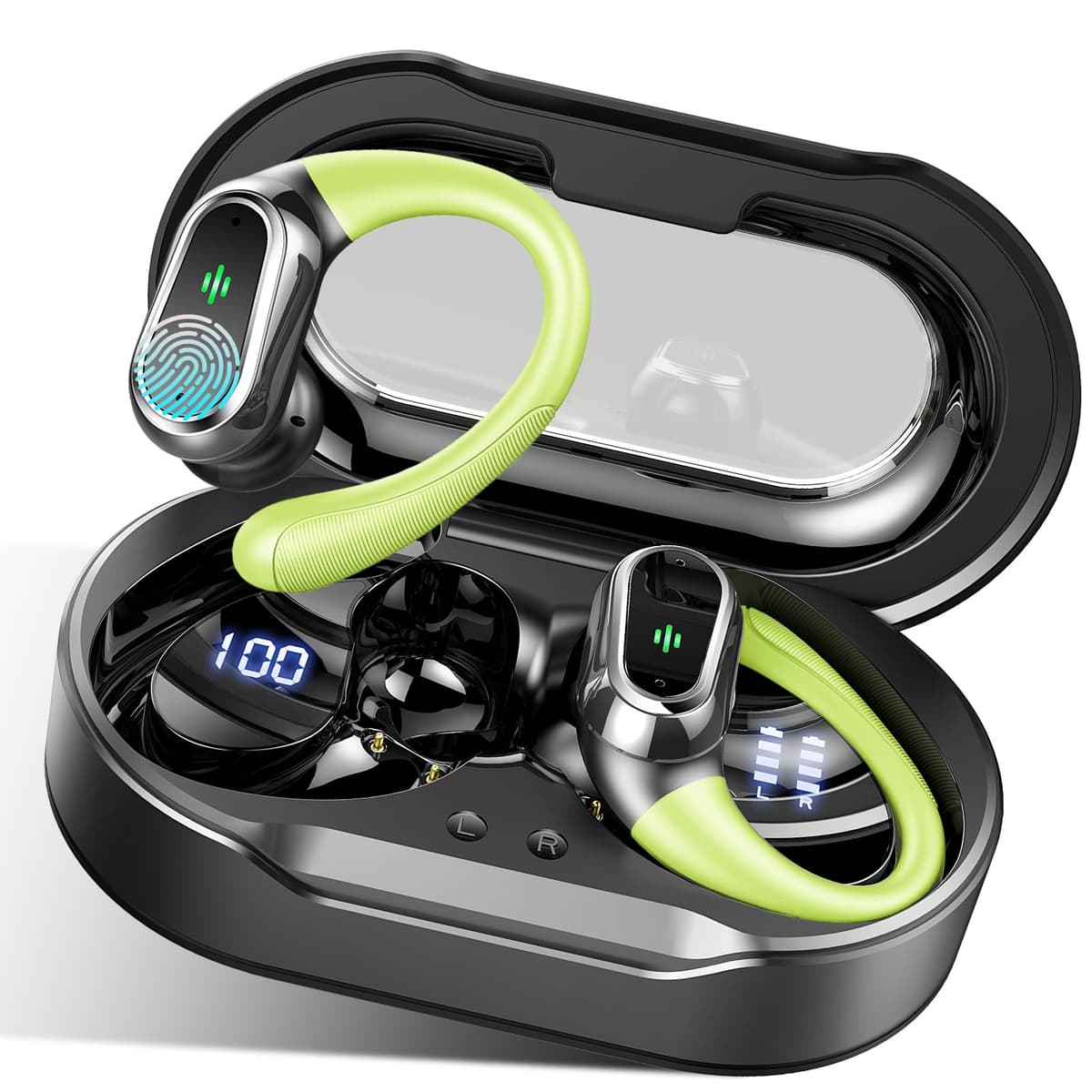 Auriculares inalámbricos Bluetooth Deportivos, Auriculares Bluetooth 5.4 HiFi Estéreo con 4 HD Mic, 50H Cascos Inalambricos con Cancelacion Ruido ENC, IP7 Impermeable Cascos para Running/Pantalla LED — view 8
