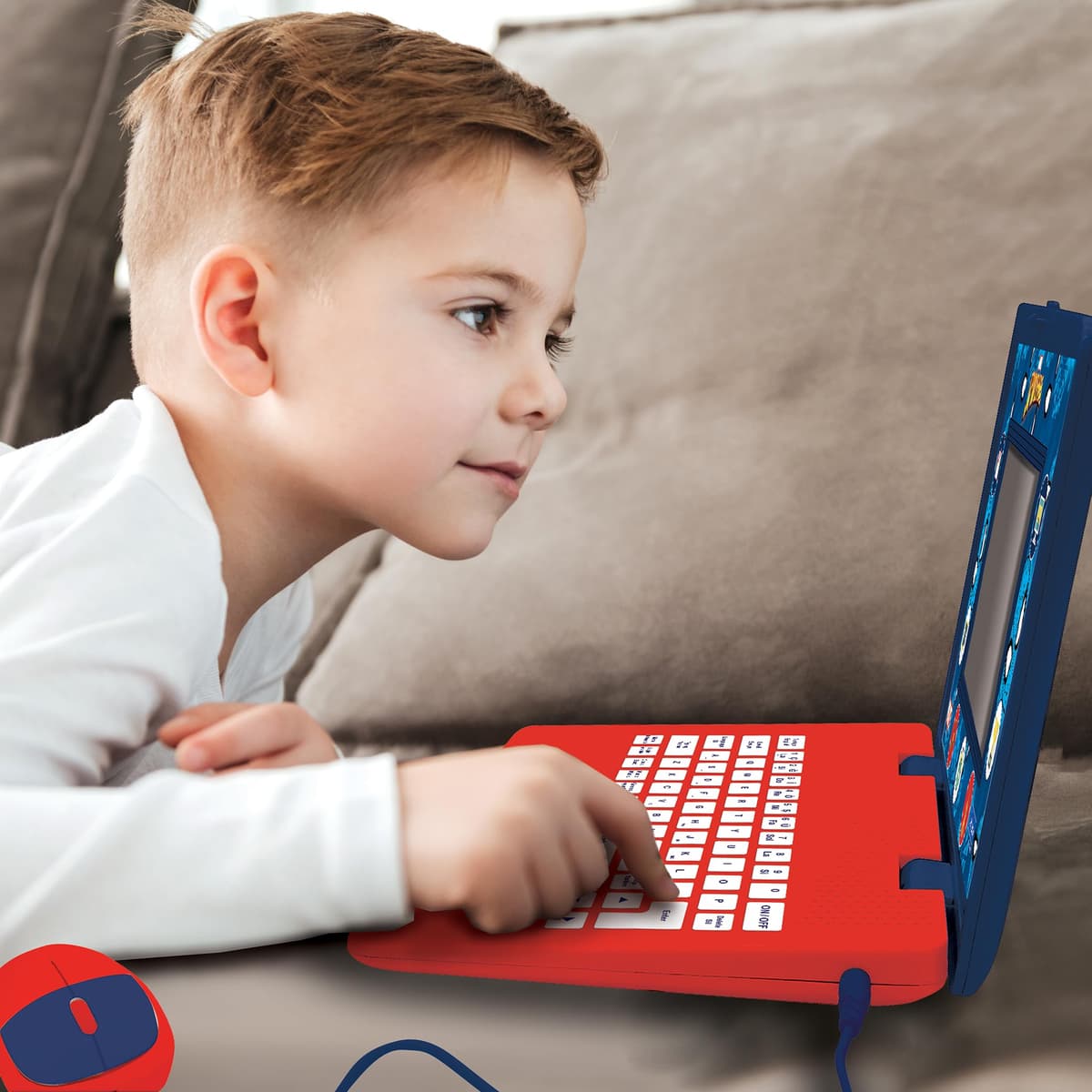 LEXIBOOK, Spider-Man, Portátil Bilingüe y Educativo ESPAÑOL/INGLÉS, Juguete para Niños, 170 Actividades para Aprender, Jugar Juegos y Música, Pantalla Grande, Azul/Rojo, JC599SPi2 — view 3