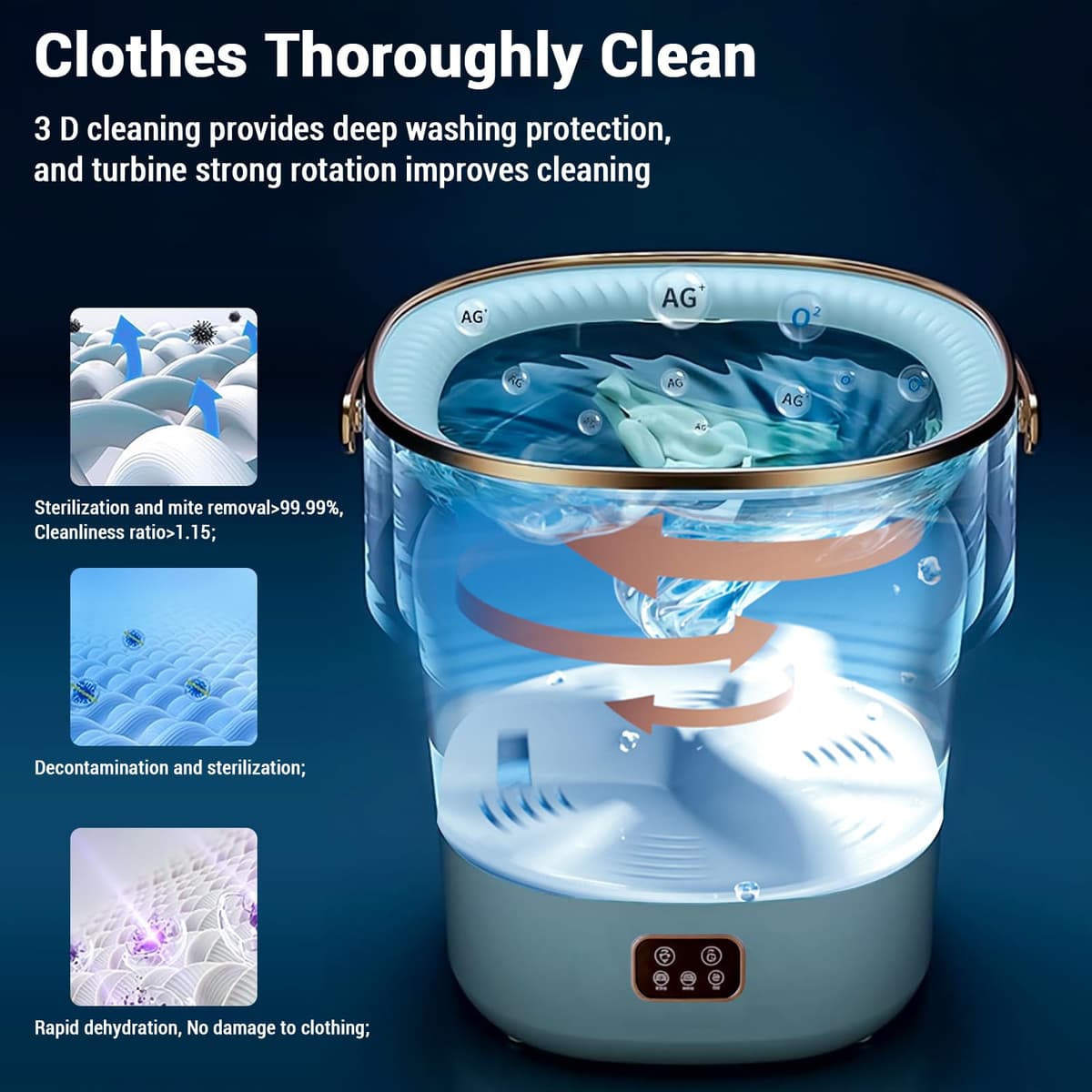 12L Portable Washing Machine with Spin Dryer, Mini Washing Machine with 2 Cleaning Modes & Touchscreen One-Button Operation, Small Washer for Underwear Baby Clothes Socks for Apartment Dorm Camping -A — view 2