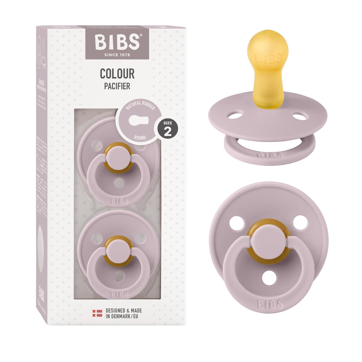 BIBS Colour Soother 2-Pack, BPA Free Dummy Pacifier, Round Nipple. Natural Rubber Latex, Size 2 (6-18 Months), Sky Blue/Steel Blue — view 85