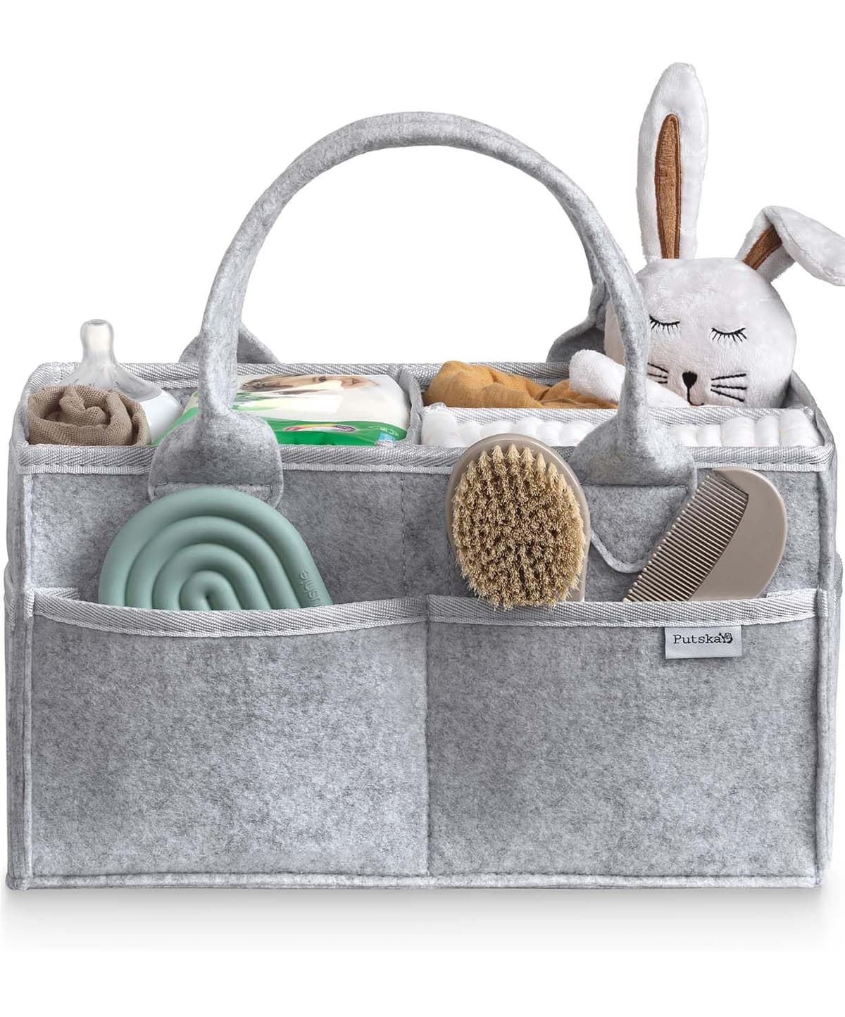 PUTSKA Nursery Storage Basket - Baby Nappy Caddy Organizer for Nappy Station, Newborn Essentials, Baby Shower Gifts and Registry Must-Haves for Boy or Girl — view 13