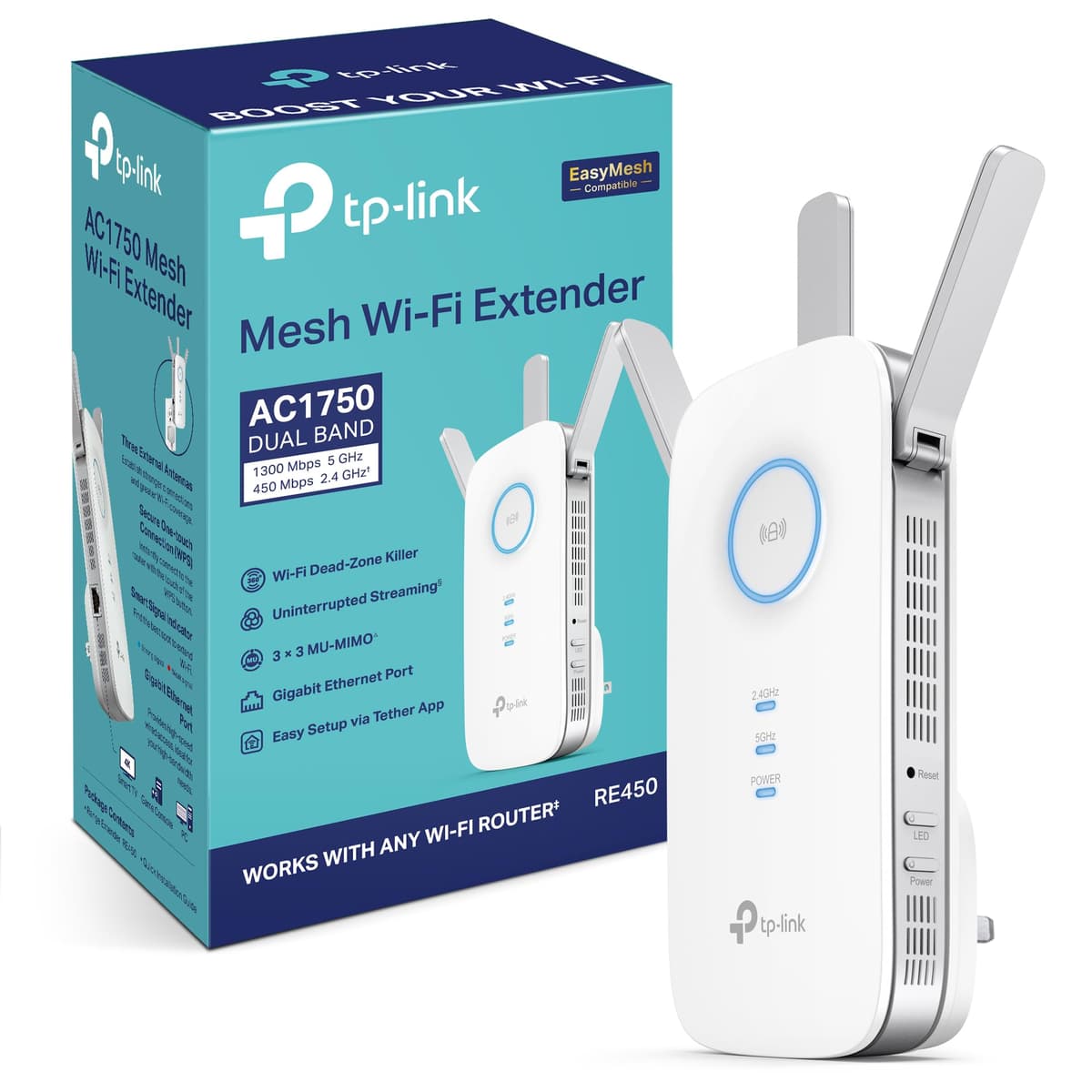 TP-Link RE220 WiFi Extender Booster, Dual-Band AC750 Mbps Range Extender Repeater with Ethernet Port, Connect Wired Devices, Works as a Wireless Adapter, Connect up to 32 Devices,Simple Two-Step Setup — view 3