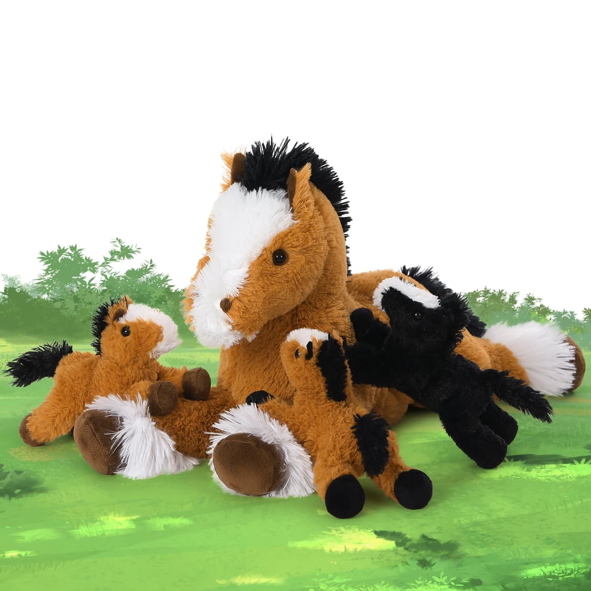 MorisMos Horse Soft Toys for Girls, Lifelike Cuddly Horses Teddy with Babies inside, Kawaii Plush Pony Stuffed Animal Presents for Kids Boys Birthday Party Decoration (Dark Brown 54cm) — view 4
