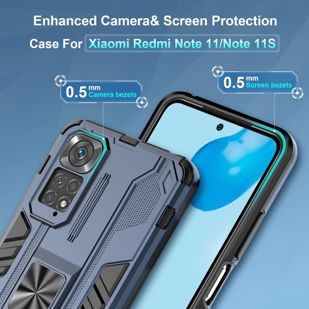Funda para CMF Phone 2 Pro, Carcasa Antigolpes con Soporte anular metálico, Case Protectora de Grado Militar, Negro — view 1093