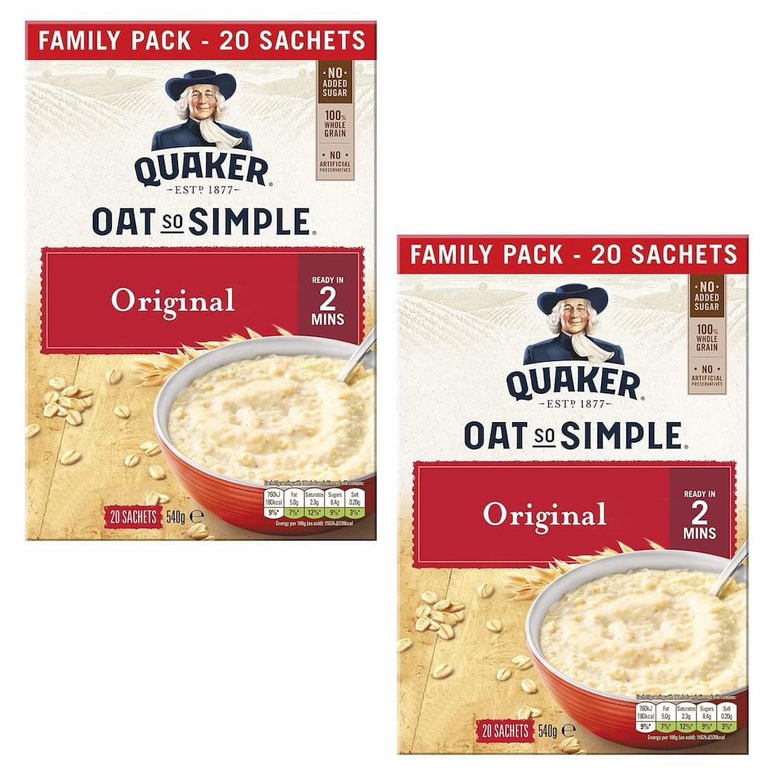 Set Cleverry con Quaker Oat So Simple Family Pack Original 40 bolsitas x 27g, Avena integral — view 4