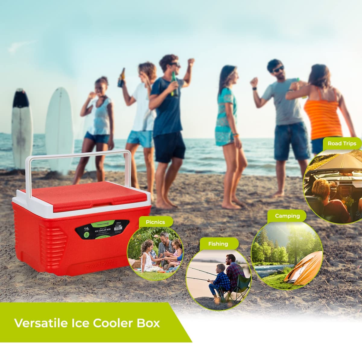 Royalford Insulated Cooler Box - Hot/Cold Freezer Box with Integrated Lock Lid and Carry Handle - Ideal for Beach and Picnic — view 6
