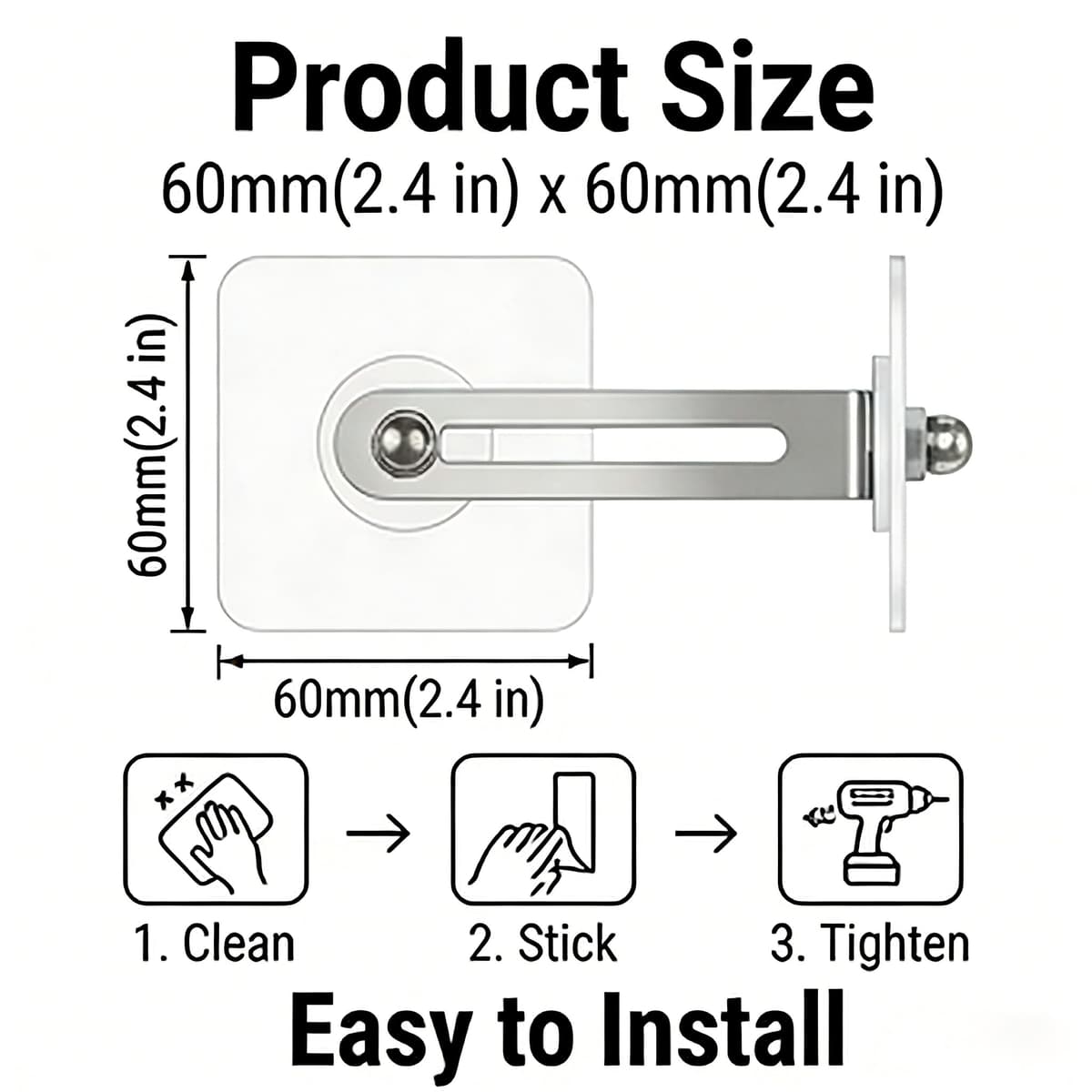 Juego de 6 protectores antipuntas, fijación de anclaje de pared para muebles, fijación sin taladrar, ajustable adhesivo para la protección del bebé, fijación a la pared para vestidor, 6 x 6 cm — view 2