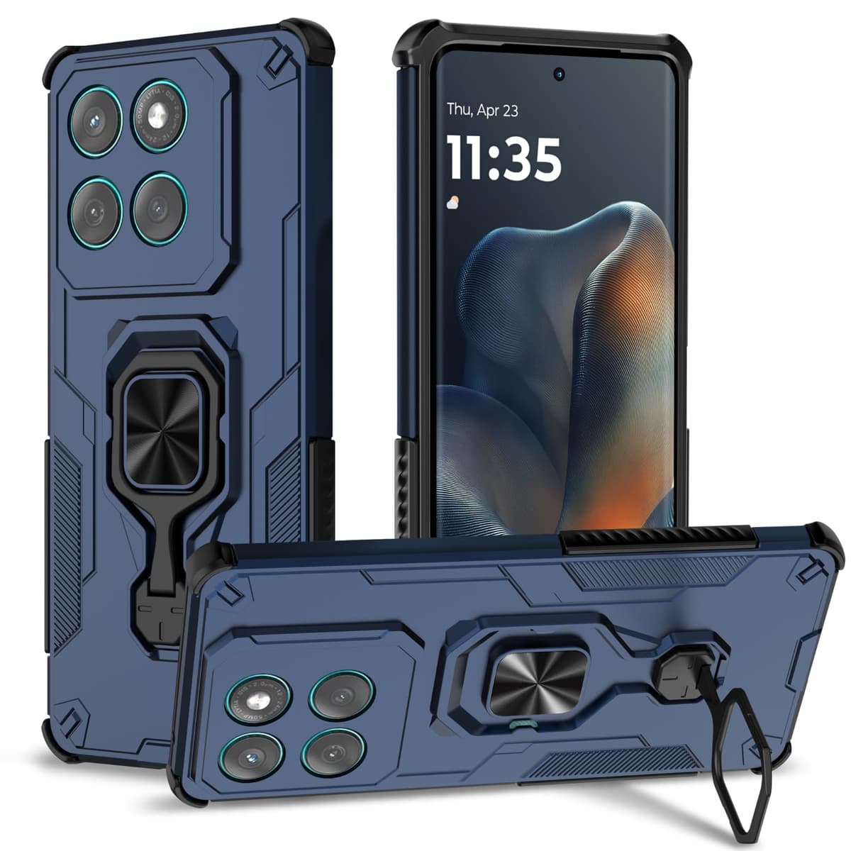Funda para CMF Phone 2 Pro, Carcasa Antigolpes con Soporte anular metálico, Case Protectora de Grado Militar, Negro — view 1232