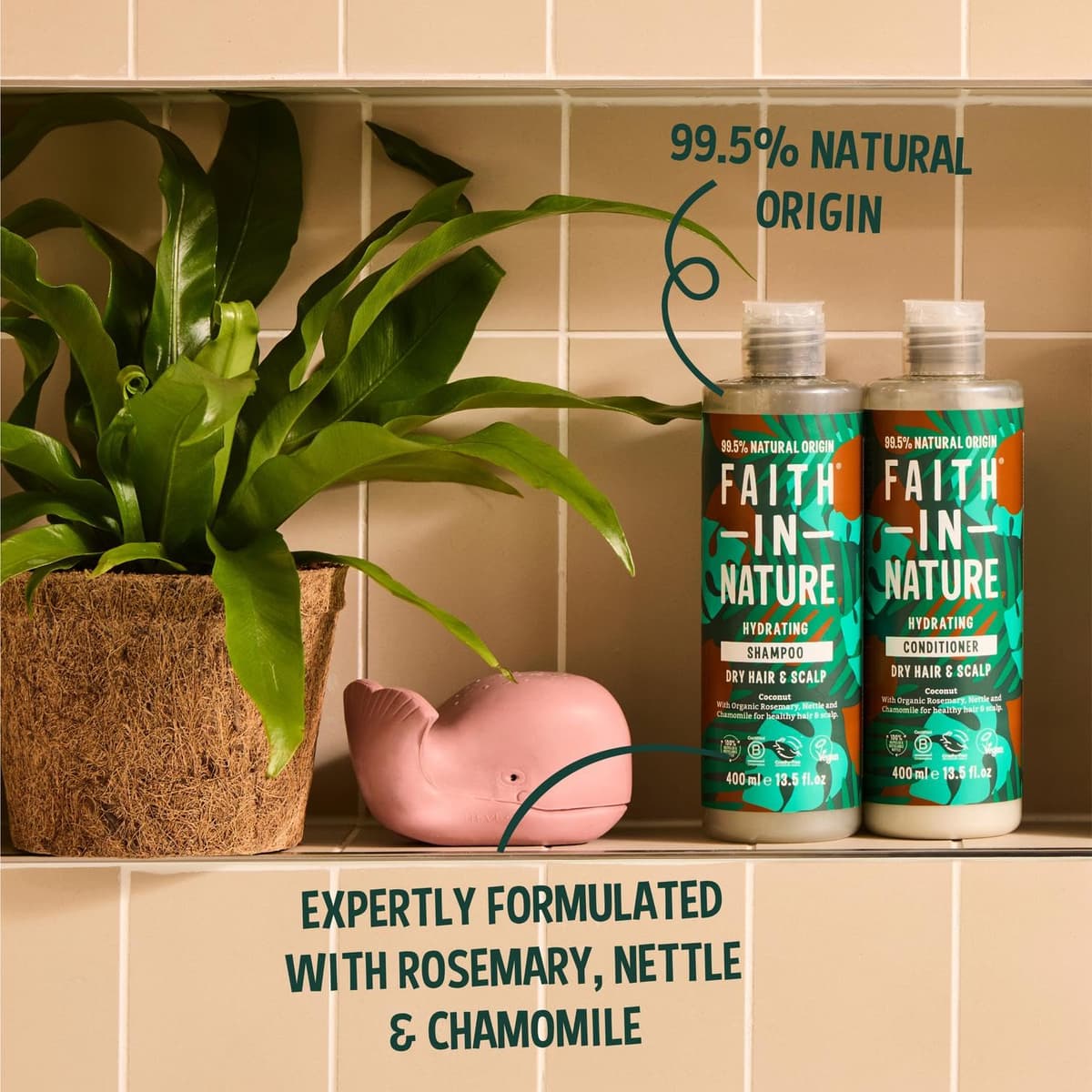 Faith In Nature Organic Coconut Shampoo, Hydrating for Dry Hair & Scalp, Vegan & Cruelty Free, No SLS, Silcones or Parabens, 400ml — view 5