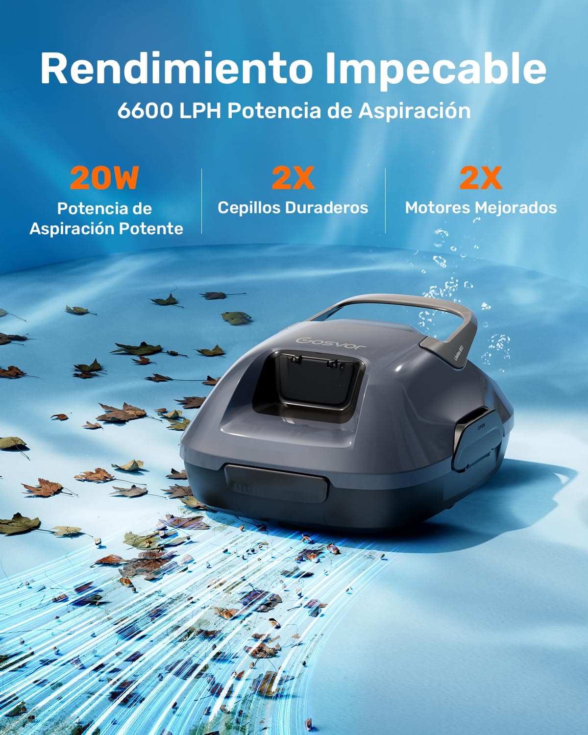 (Nuovo 2026) Gosvor Robot Limpiafondos Piscina Inalámbrico - Aspirador Piscina, 90 Min Autonomía, Autoestacionamiento, Fácil Uso, Robot Piscina para Suelo, Piscinas 80m² — view 2