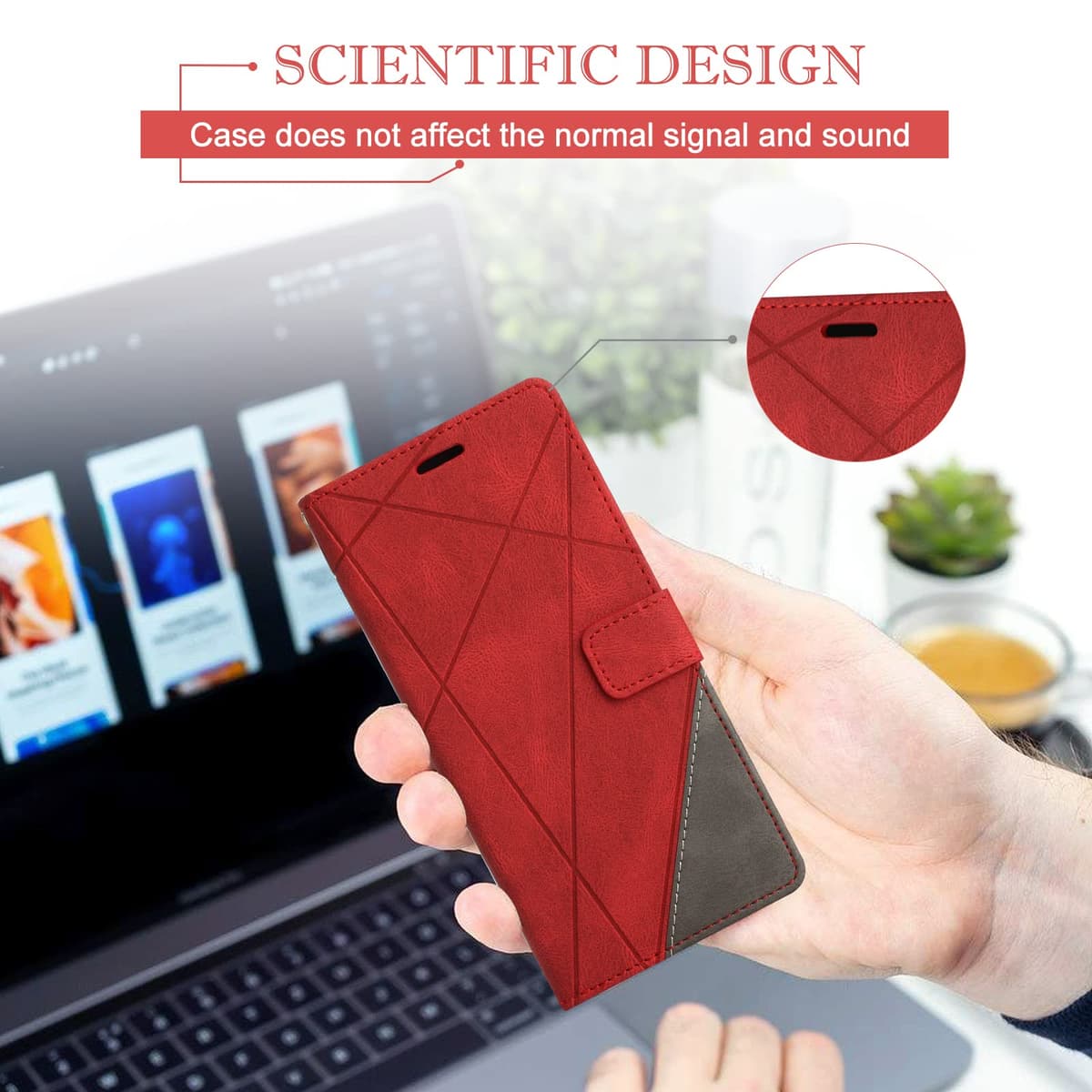 Case for Samsung Galaxy S23 FE, Premium PU Leather Flip Wallet Case Magnetic Closure Cover Case Card Slots kickstand Phone Case for Galaxy S23 FE, Red — view 7