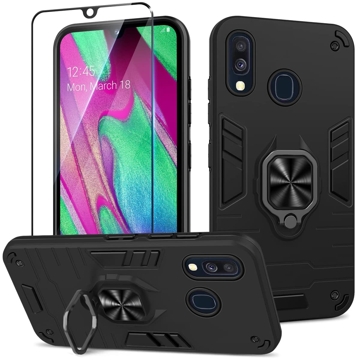 Funda para CMF Phone 2 Pro, Carcasa Antigolpes con Soporte anular metálico, Case Protectora de Grado Militar, Negro — view 1017