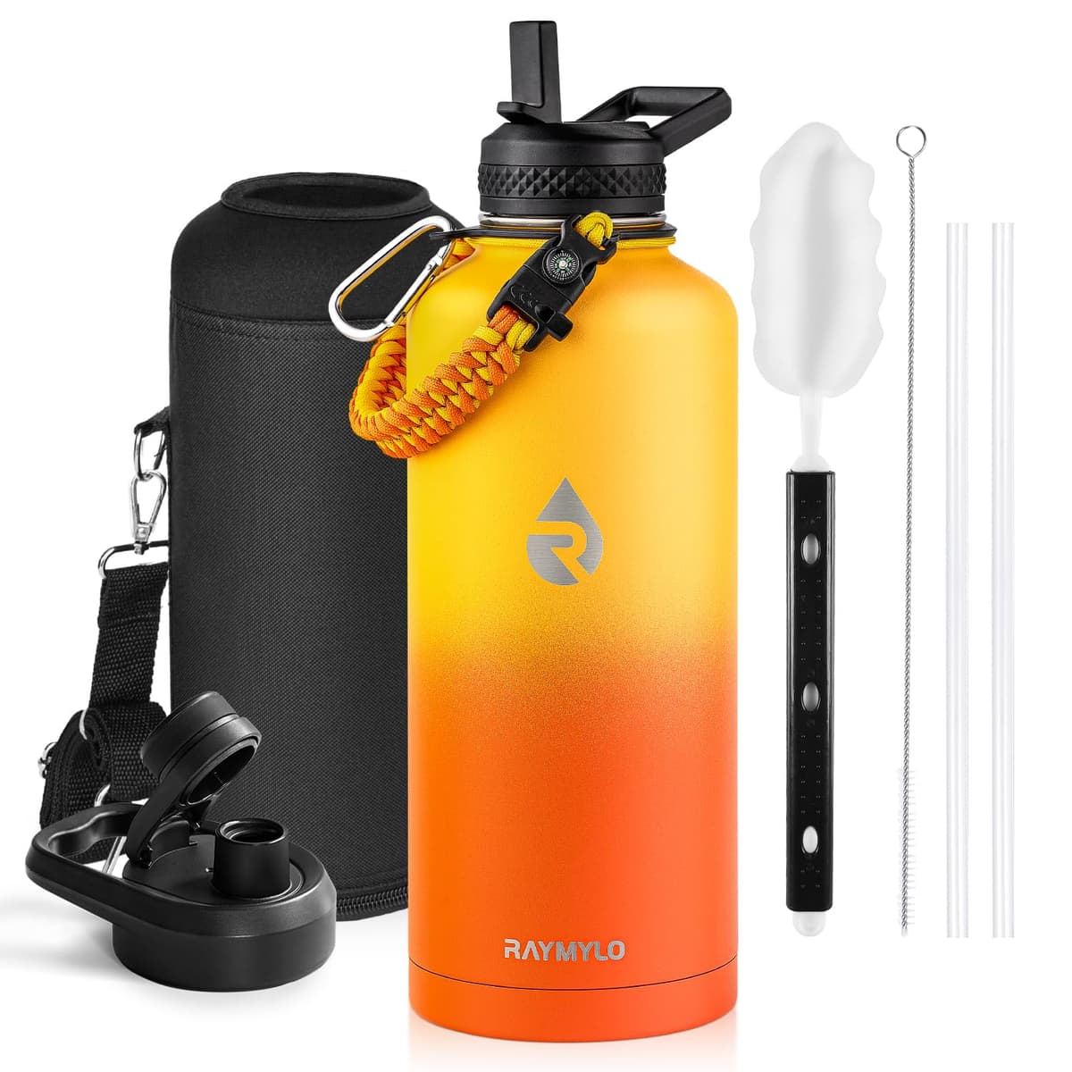 RAYMYLO One Gallon Water Bottle Insulated, Triple Walled Vacuum Stainless Steel (Cold for 48 Hrs), Leak Proof & Non-BPA, Large Water Flask Jug with Paracord Handle & Straw Spout Lids — view 21
