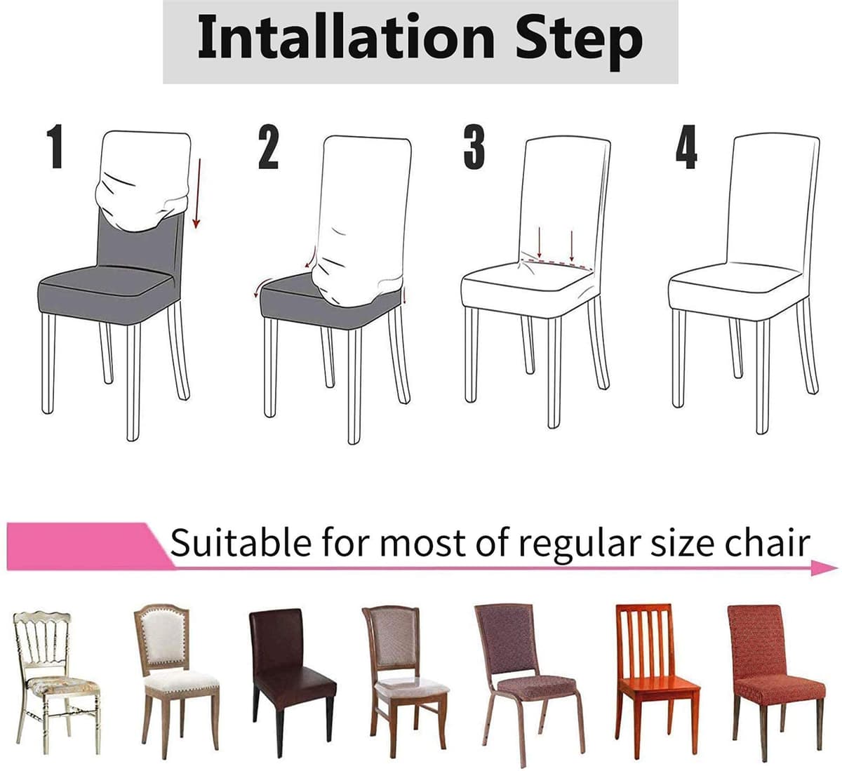 Dining Room Chair Covers Slipcovers Set of 4, Stretch Removable Washable Dining Chair Protector Decoration Cover Seat Slipcover for Hotel, Ceremony, Banquet, Kitchen, Restaurant, Home — view 6
