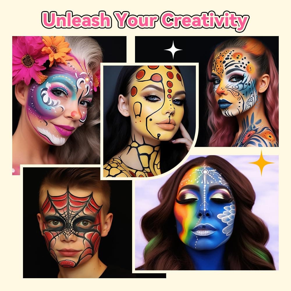 Janolia Body Painting, 26 colores maquillaje kit hipoalergénico no tóxico con 4 pinceles, maquillaje infantil profesional, maquillaje facial para niños, pintura facial para niños, para Halloween — view 7