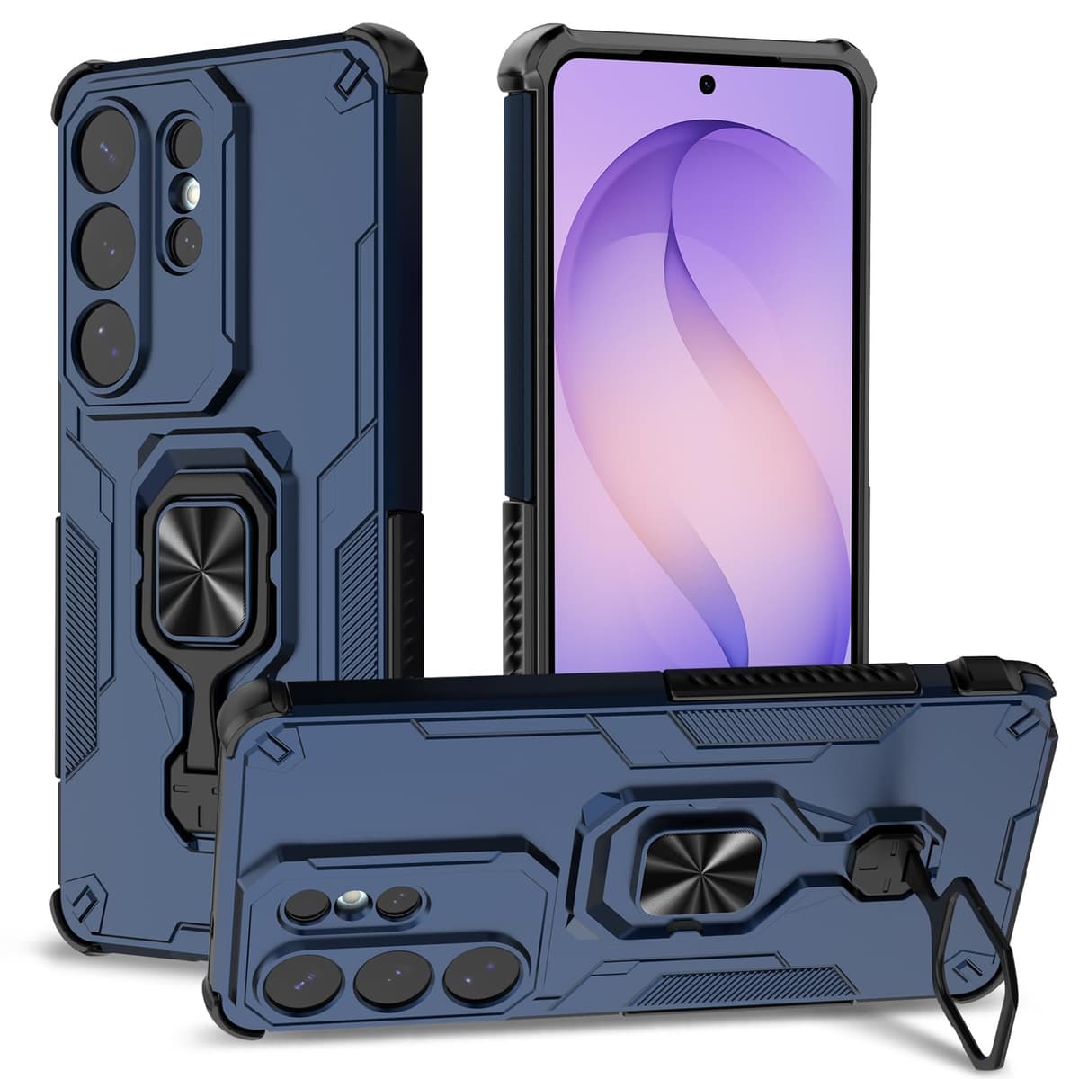 Funda para CMF Phone 2 Pro, Carcasa Antigolpes con Soporte anular metálico, Case Protectora de Grado Militar, Negro — view 1669