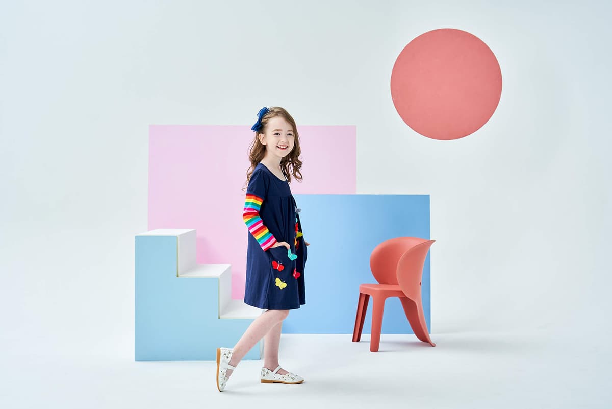 VIKITA Vestido para Niñas Manga Larga Algodón Princesa Casuales Bebe Niñas 2-8 años — view 3