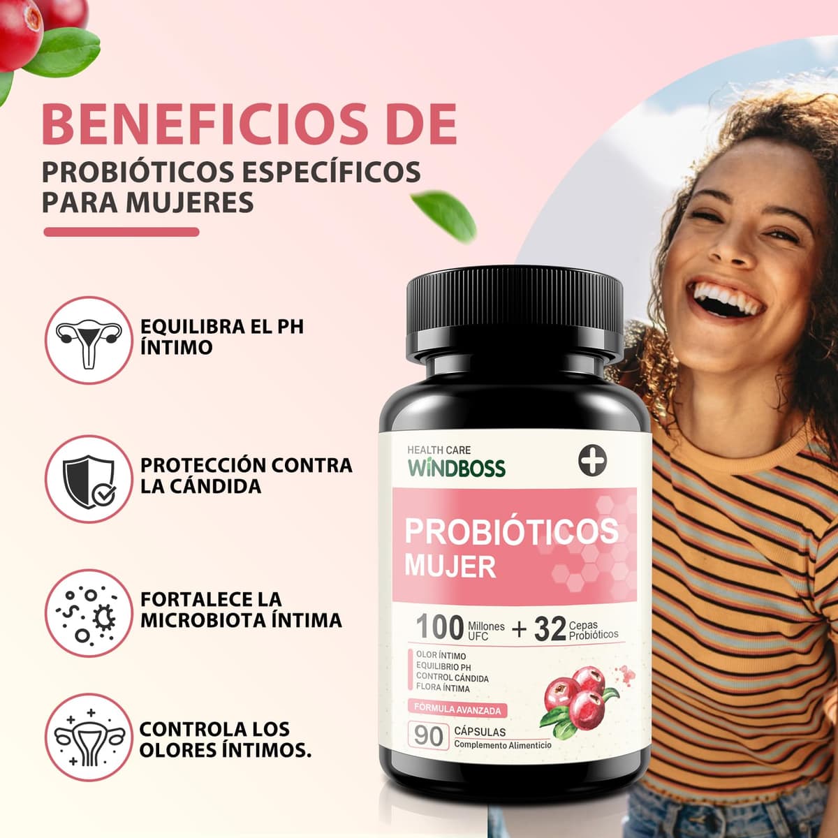 Probiotics for Women with 32 Strains with Prebiotics and Digestive Enzymes Support pH Balance Vaginal Probiotics Urinary and Digestive Tract Health Vegetable Capsules — view 6