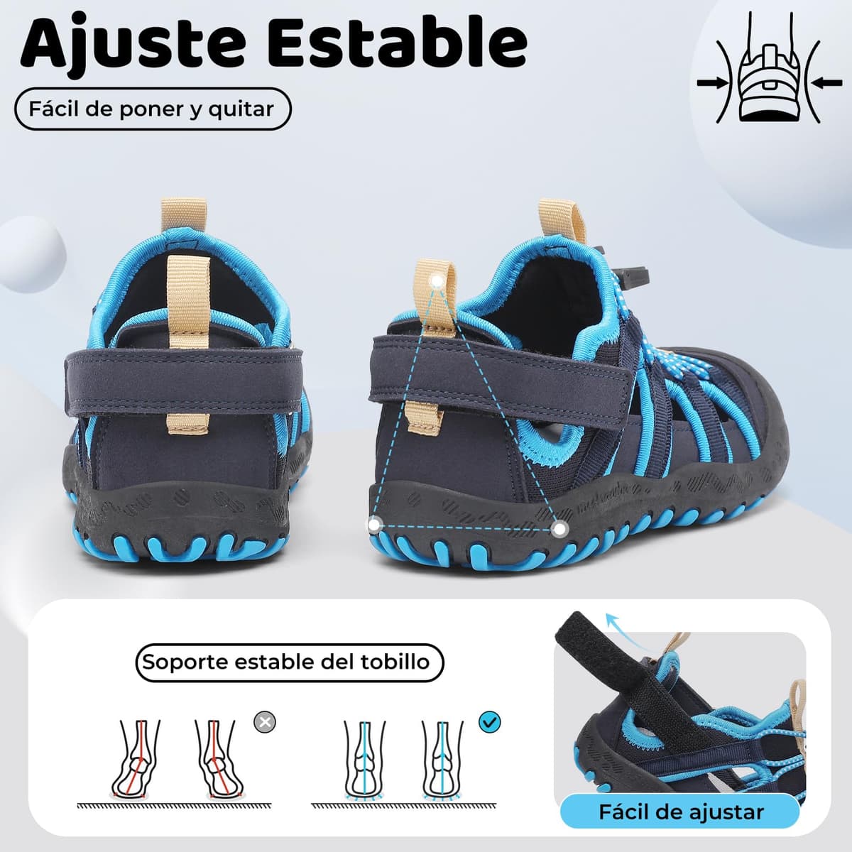 Mishansha Sandalias Deportivas para Niños con Puntera Cerrada Zapatos de Verano para Playa Senderismo Sandalias Tallas 26-38 — view 5