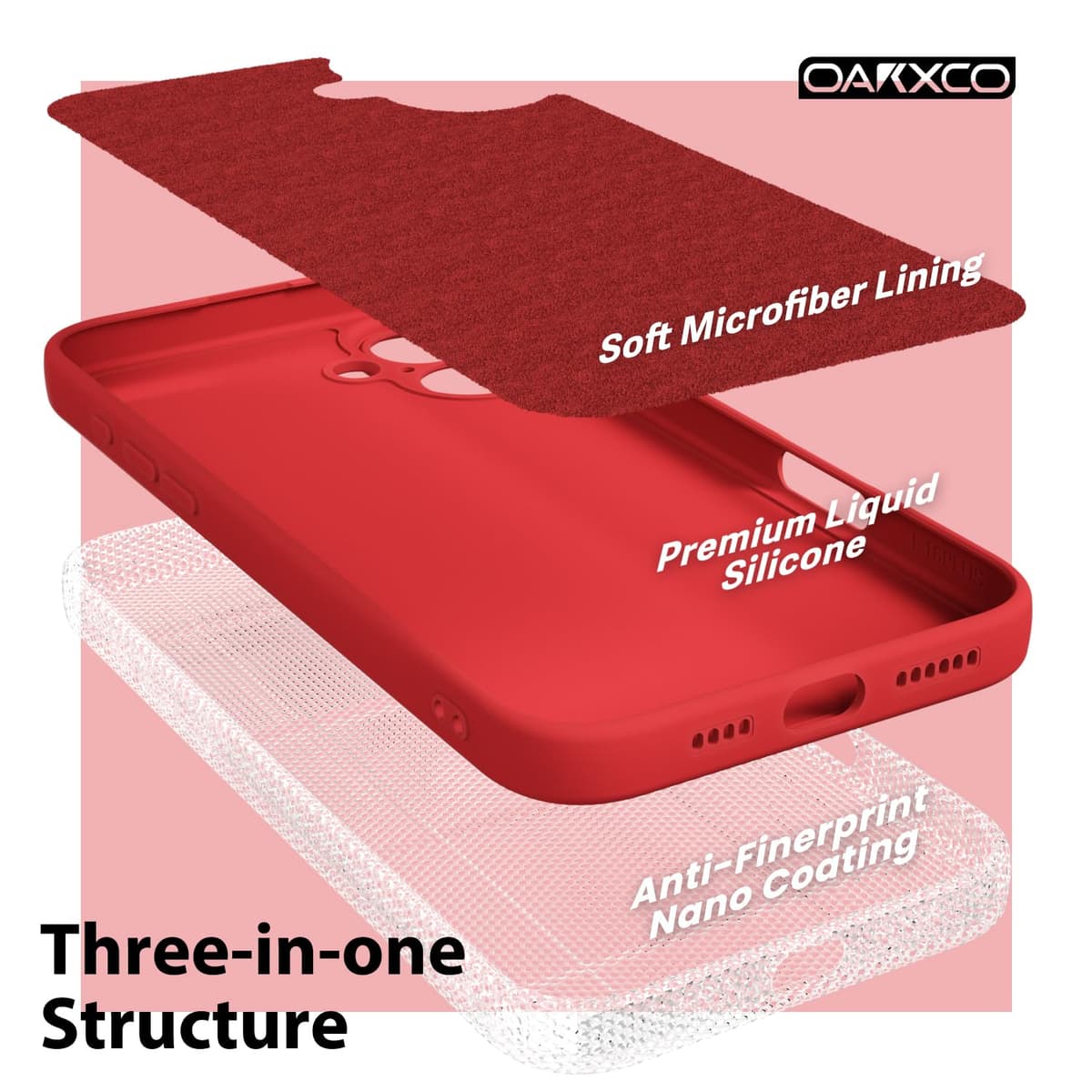 oakxco for iPhone 17 Pro Max Phone Case Liquid Silicone, Cute Thin Slim Grip Soft Rubber Gel for Women Men, Smooth Matte TPU Plain Solid Color Girly Simple Case with Camera Cover, Light Pink — view 597