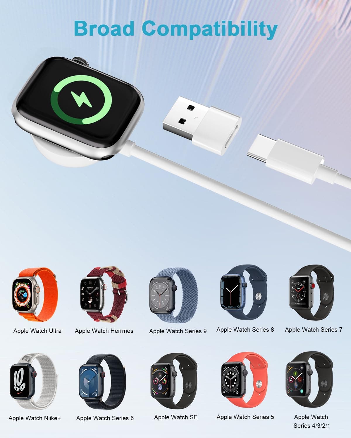 Watch Charger for Apple Watch 2M, iWatch Charger Cable Wireless Apple Watch Fast Charger Magnetic Charging Cable Apple Watch Charger USB C Compatible for Apple Watch Series 11/10/9/8/7/6/5/4/SE/Ultra — view 7