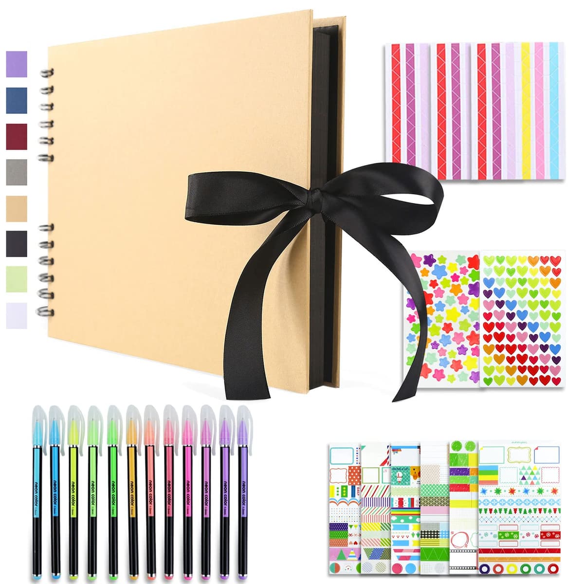 Vienrose Álbum de Fotos Scrapbook 10x15 cm Álbum de Recortes para Pegar y Escribir 80 Negra Páginas Espiral DIY Regalos de Boda Aniversario Bebé Cumpleanos Familiares Navidad, 28,5x21cm, Negro — view 21