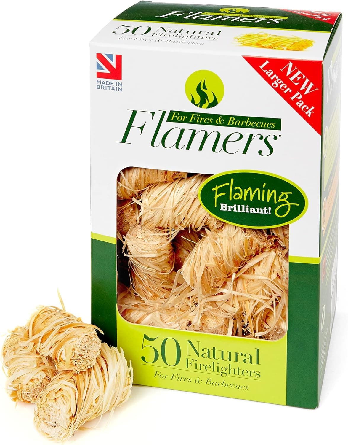 Flamers Natural Wood Wool Firelighters 200 Value Pack – Fire Lighters for Wood Burner, Open Fires and Fireplaces – BBQ starter – Fires starters- Made by us in the UK — view 9