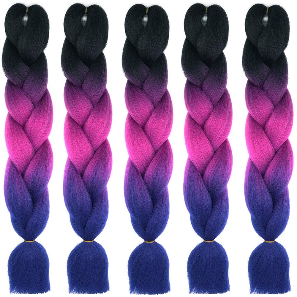 24" Braiding Hair Extension Jumbo Braids Synthetic 3bundles/pack Crochet Hair Afro Box Braid Heat Resistent (Dark Purple) — view 119