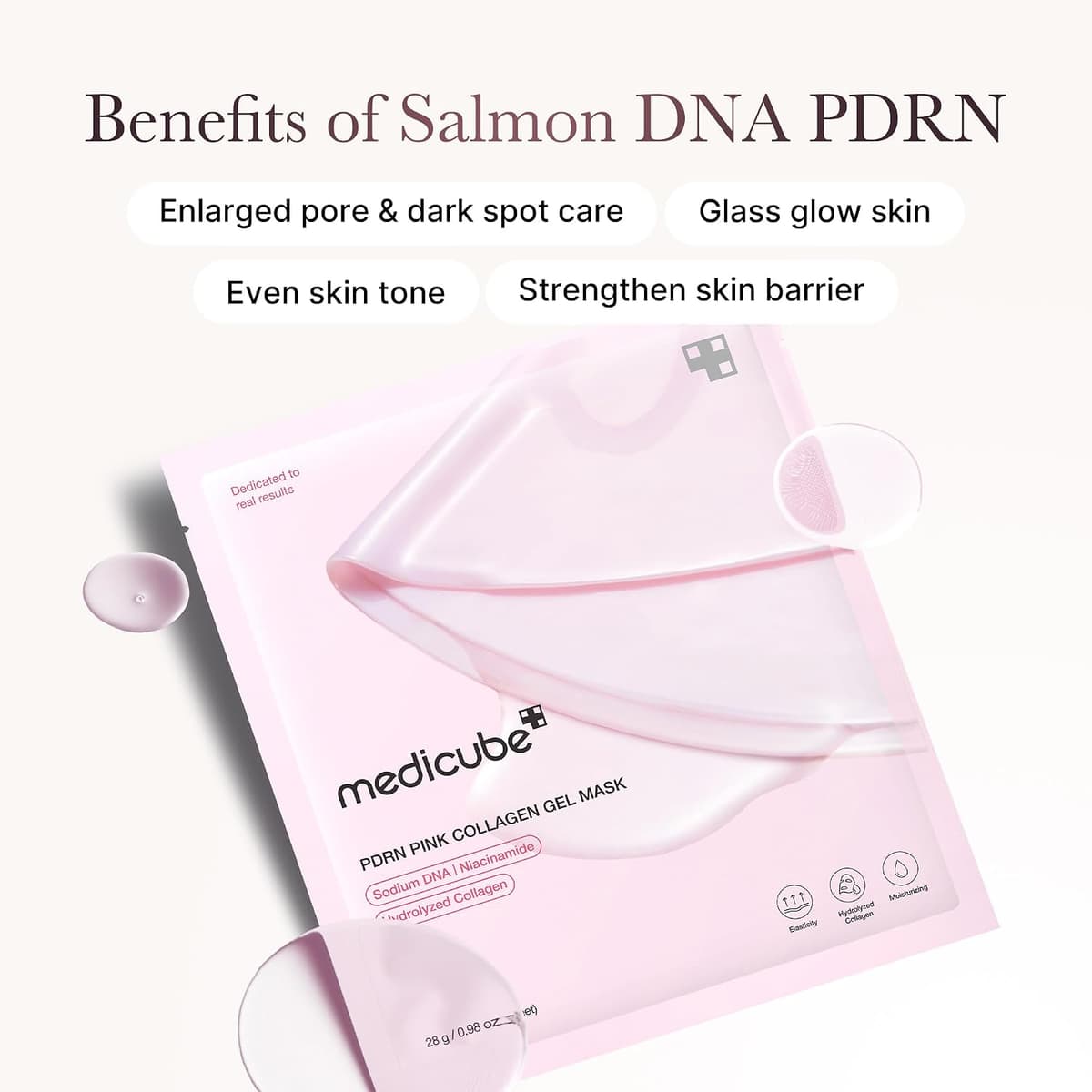 medicube Salmon DNA PDRN pink collagen jelly gel mask | overnight face mask for glass glow skin- elasticity, hydrating, firming and moisturising | korean skincare, 28g, 4ea — view 4