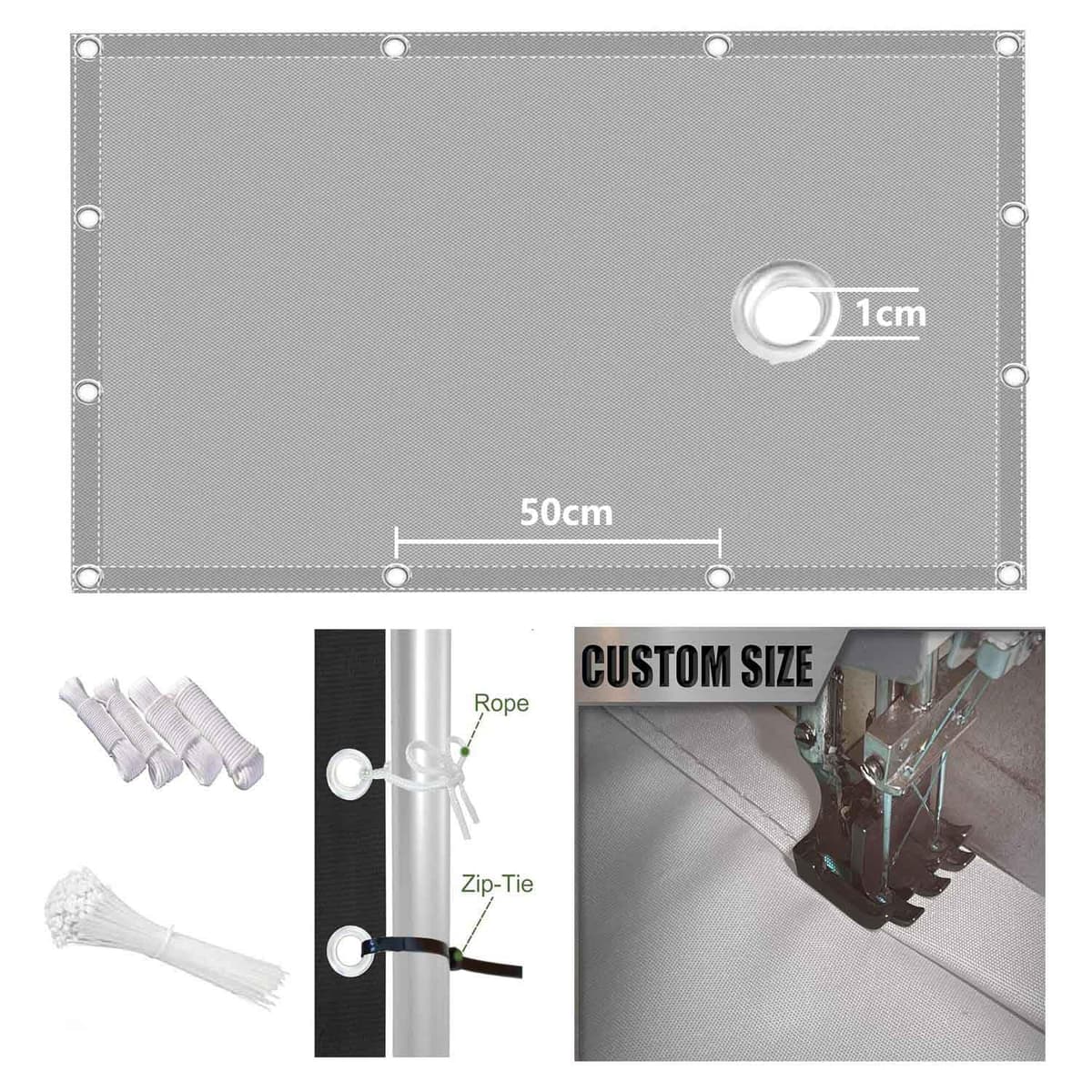 Toldo Vela de Sombra 1.2x1.8m Rectangular Impermeable Toldos Exterior Terraza Protección Rayos UV Resistente al Desgarro para Terraza Balcon Patio Exteriores Jardín con Ojales y Cuerdas de Fijación — view 6